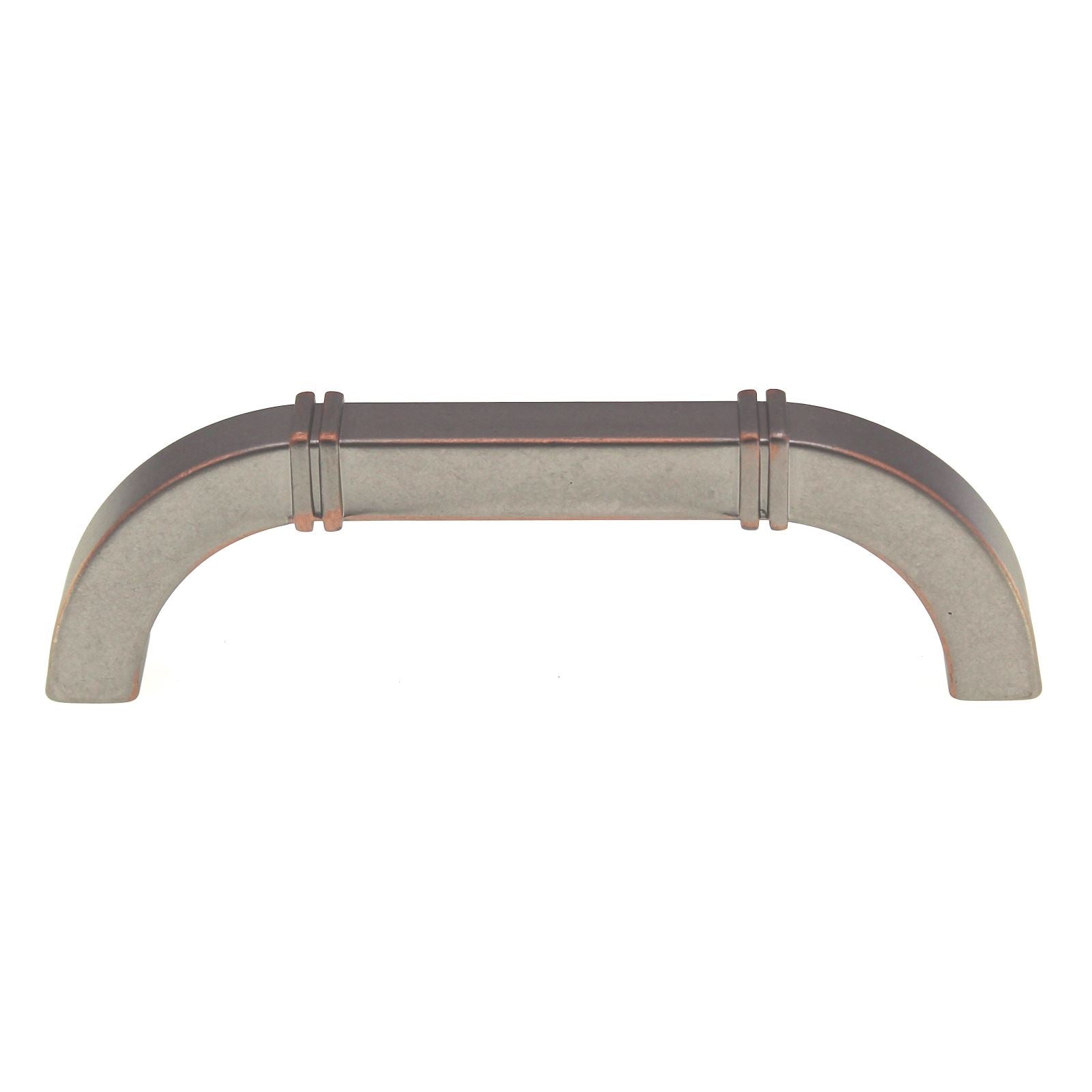 Schaub Charlevoix Arch Pull 3 3/4" (96mm) Ctr Distressed Nickel Copper 152-DNC