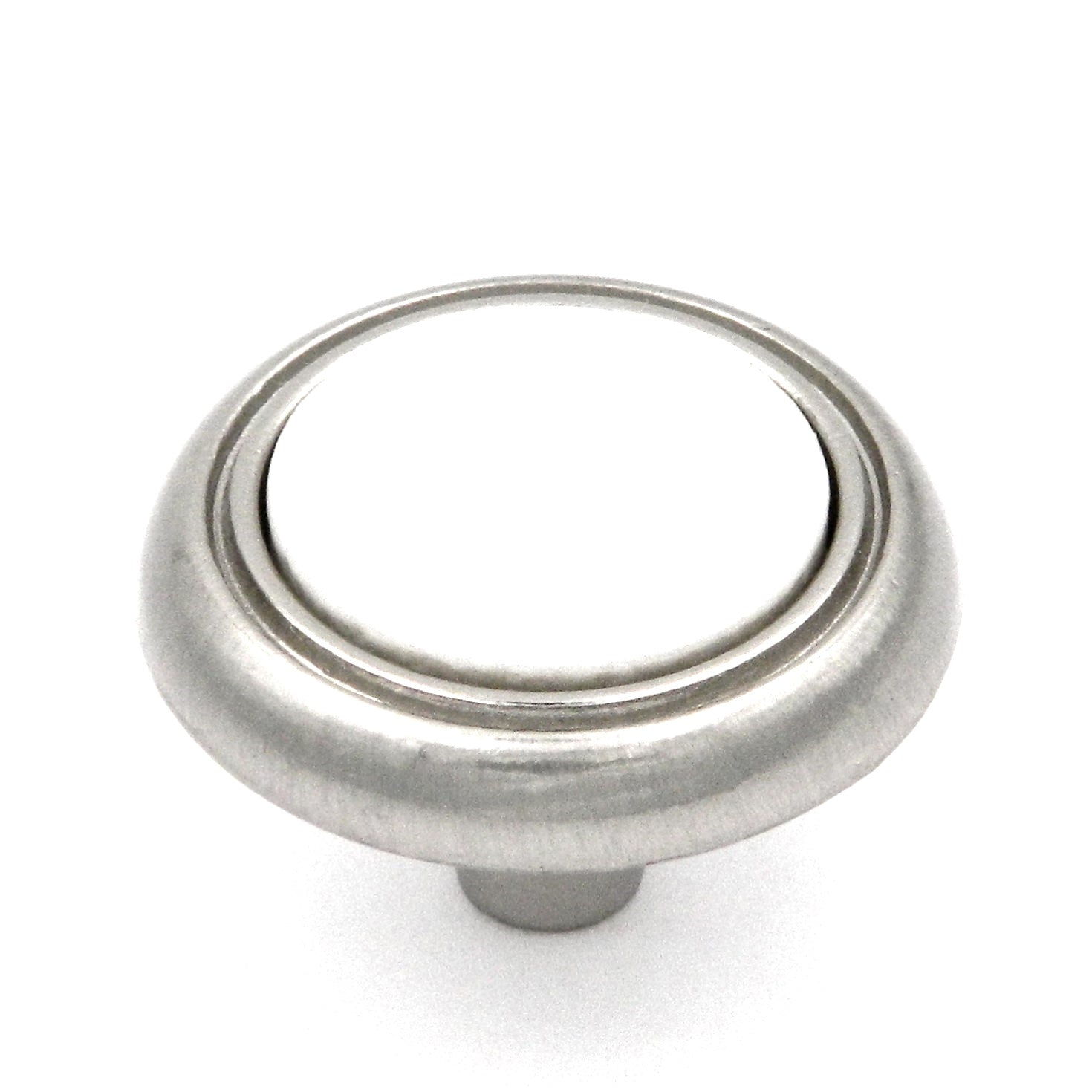 Laurey Satin Chrome with White Round Ceramic Center 1 1/4" Knob 15438