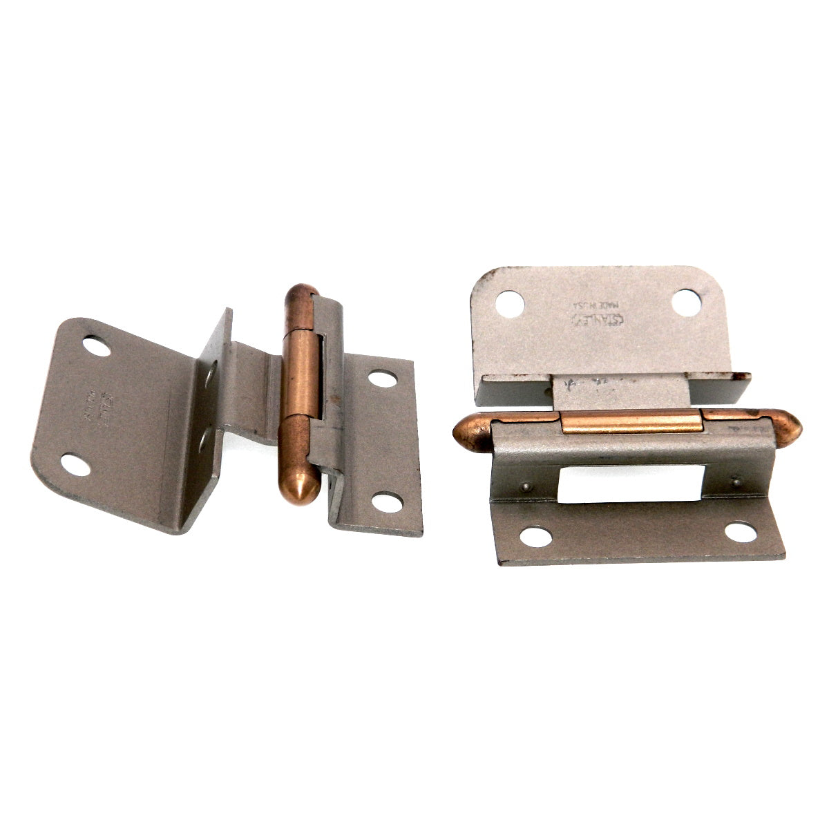 Pair of Stanley Satin Bronze 5/8" Inset Partial Wrap Brass Capped Hinges 1545