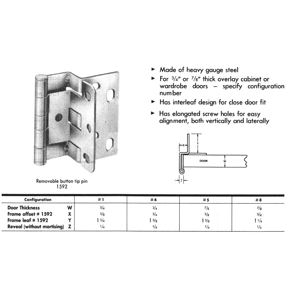 Pair of Stanley Satin Bronze 5/8" Inset Partial Wrap Brass Capped Hinges 1545