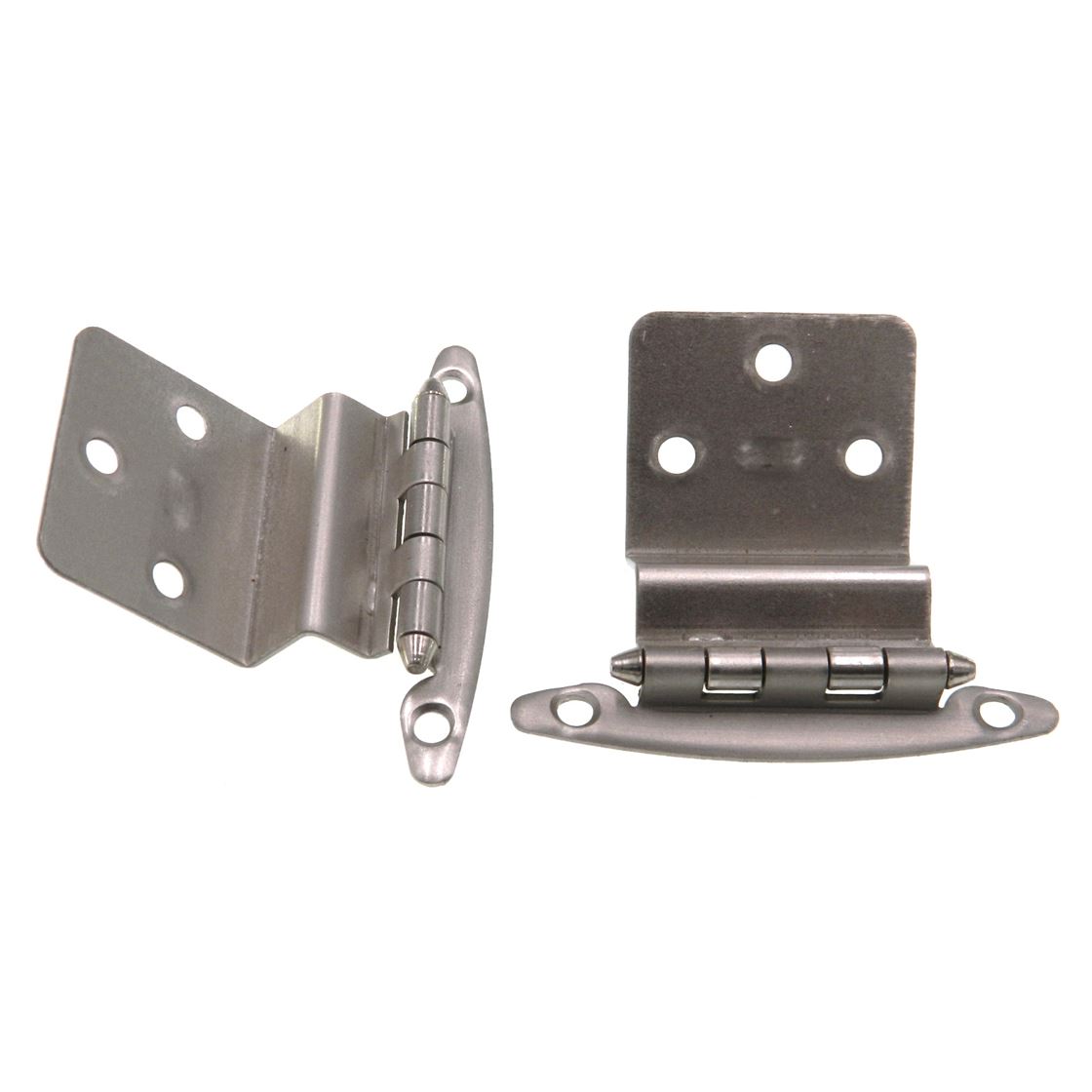 Pair Satin Nickel 5/8" Inset Hinges Face Mount Non Self-Closing AP 18T-SN