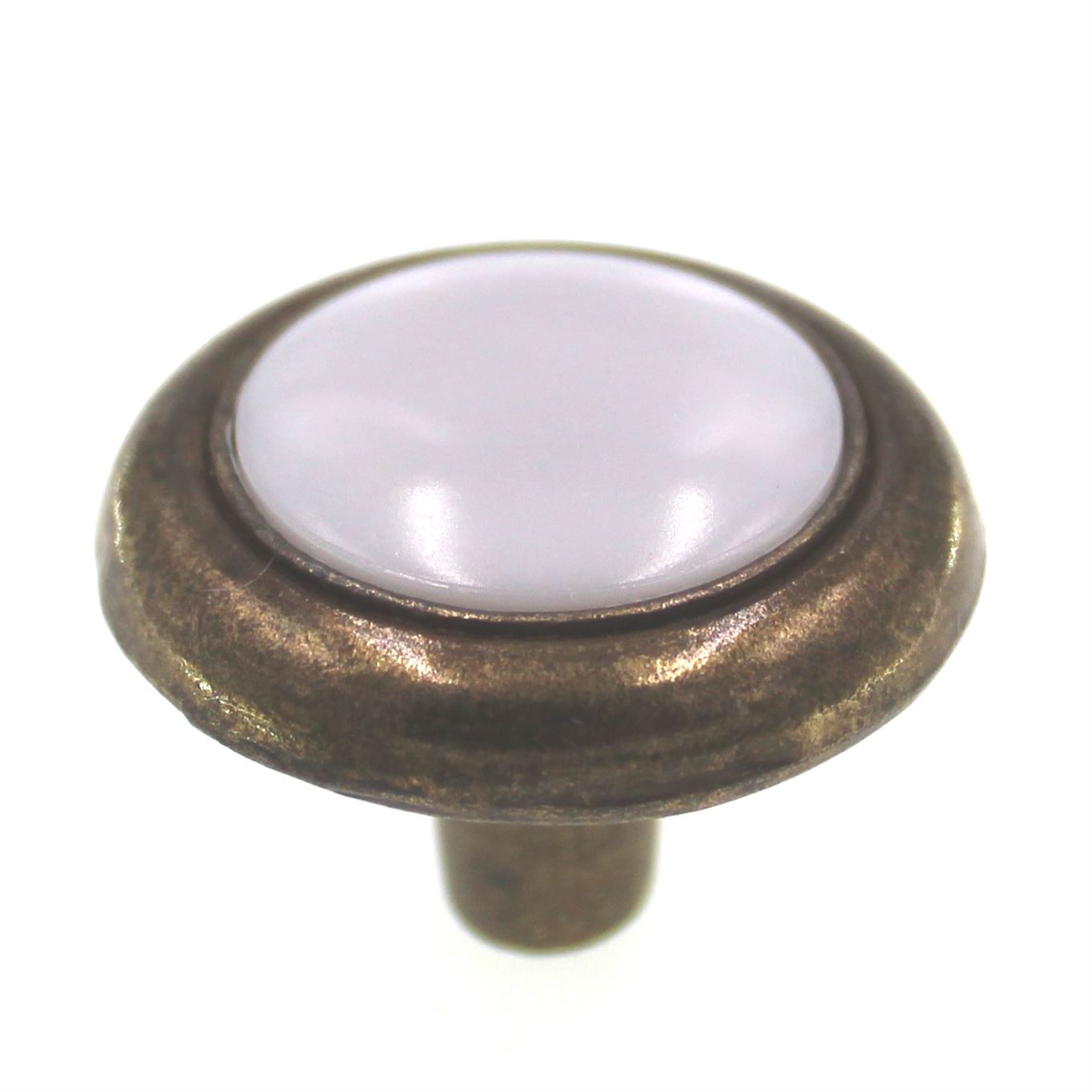 Amerock Allison 1 1/4" Cabinet Knob Antique Brass White Plastic Insert 244WAB