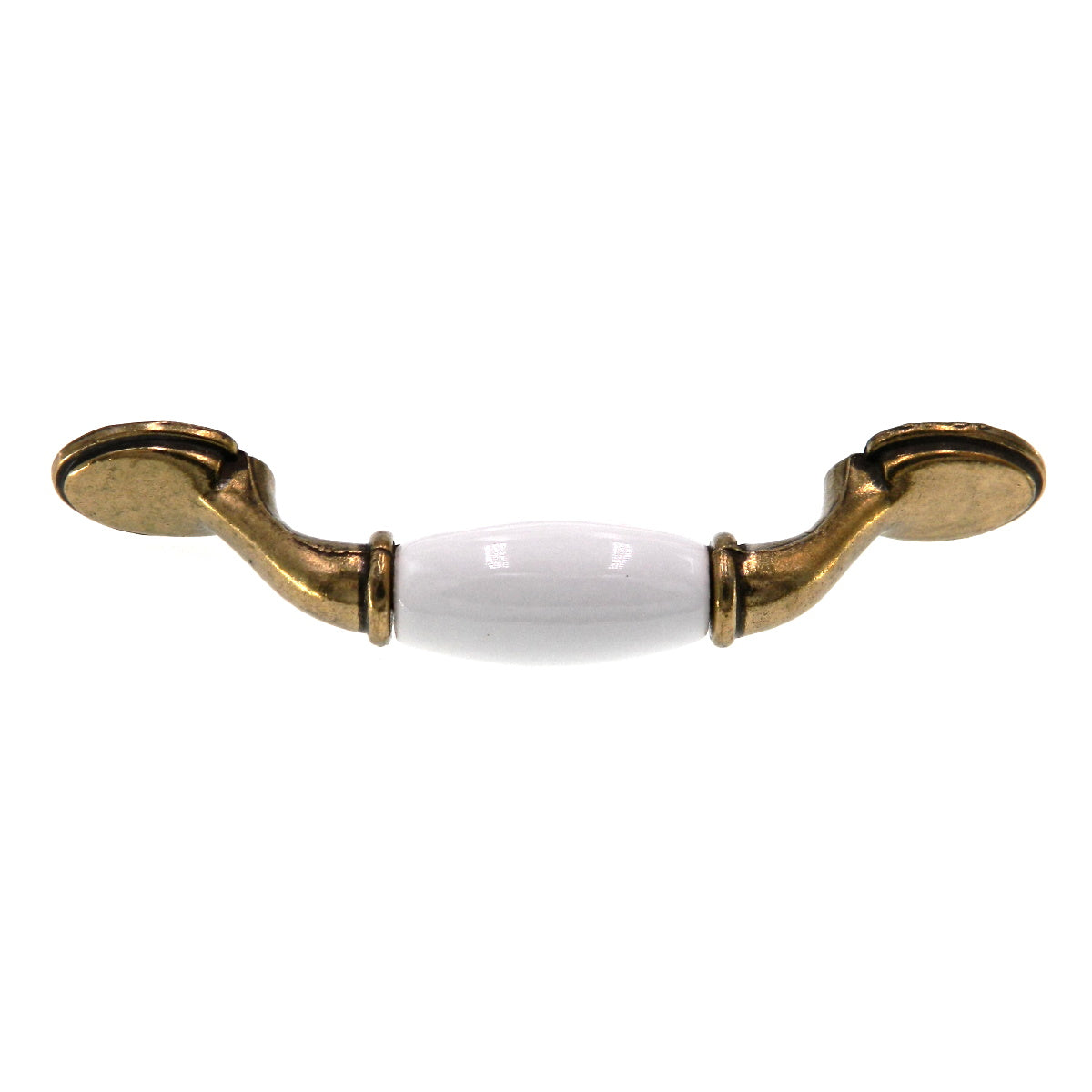 Amerock Allison Burnished Brass 3"cc White Ceramic Center Cabinet Pull 245WBB