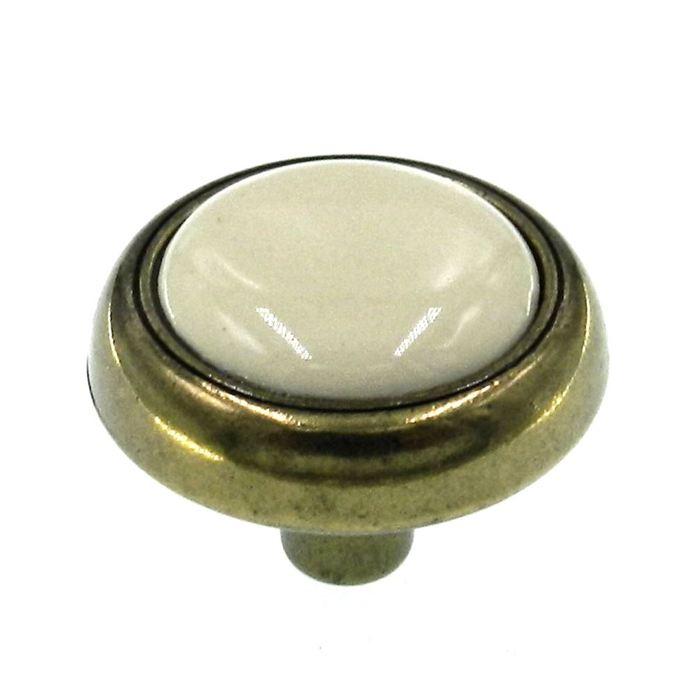 Amerock Allison 1 1/8" Cabinet Knob Antique Brass Almond Ceramic Center 262AAB