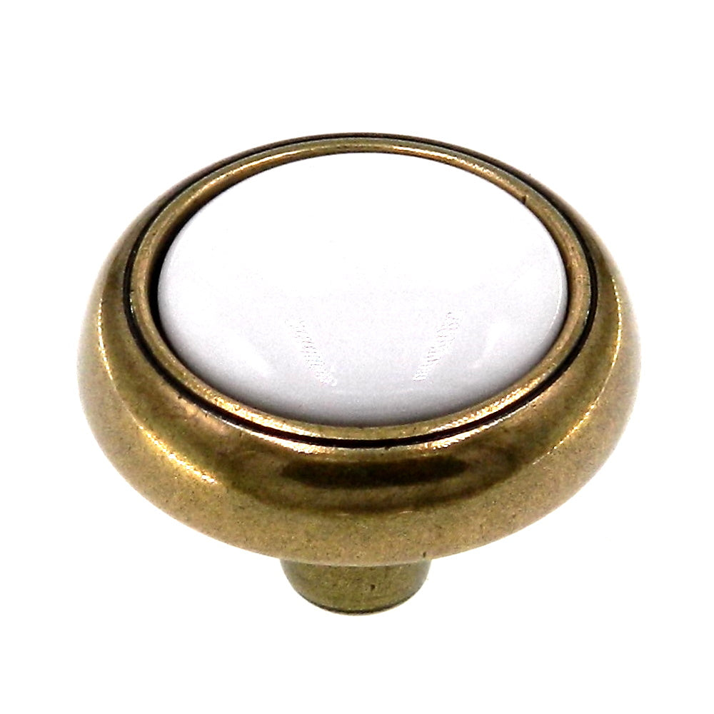 Amerock Allison 1-1/8" Cabinet Knob Antique Brass with White Center 262WAB