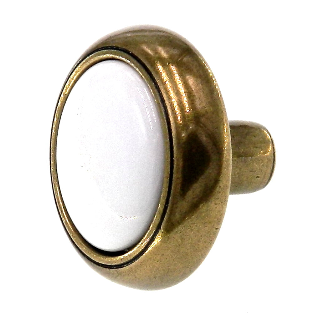 Amerock Allison 1-1/8" Cabinet Knob Antique Brass with White Center 262WAB