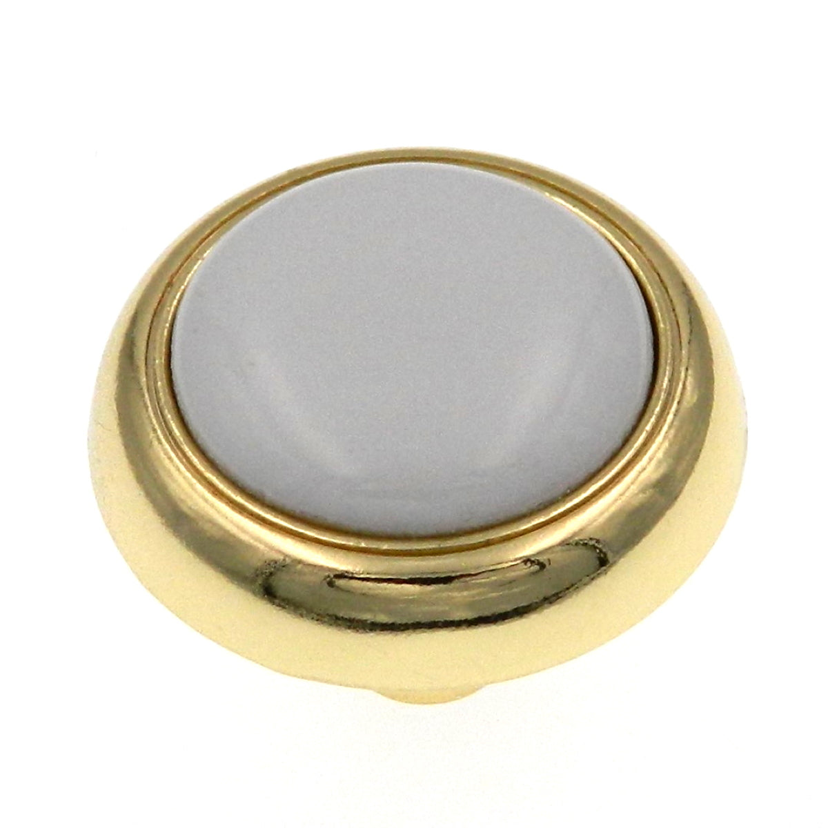 Amerock Allison 1 1/4" Polished Brass and White Round Ceramic Center Cabinet Knob 262WPB