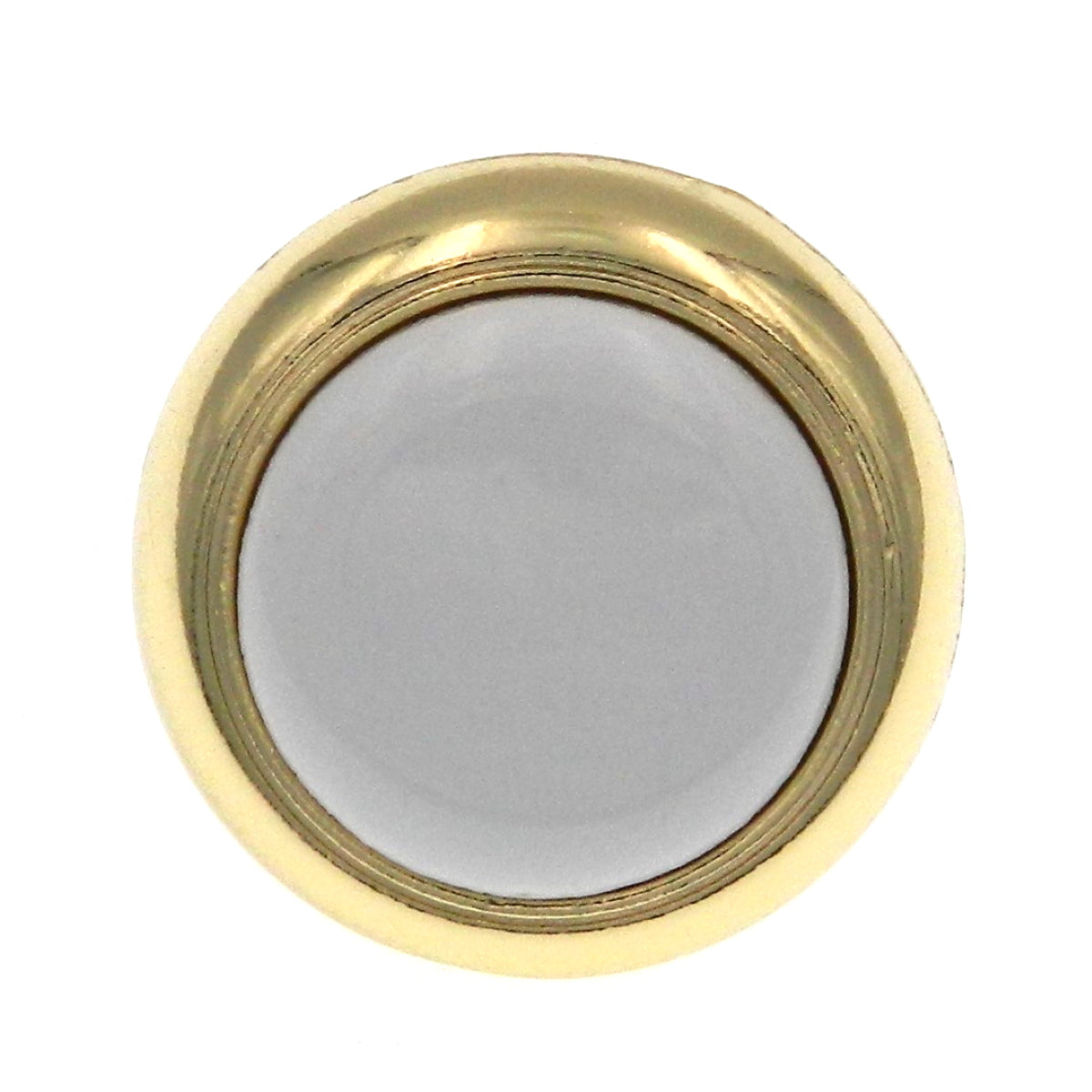 Amerock Allison 1 1/4" Polished Brass and White Round Ceramic Center Cabinet Knob 262WPB