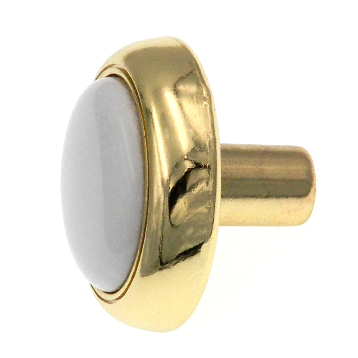 Amerock Allison 1 1/4" Polished Brass and White Round Ceramic Center Cabinet Knob 262WPB