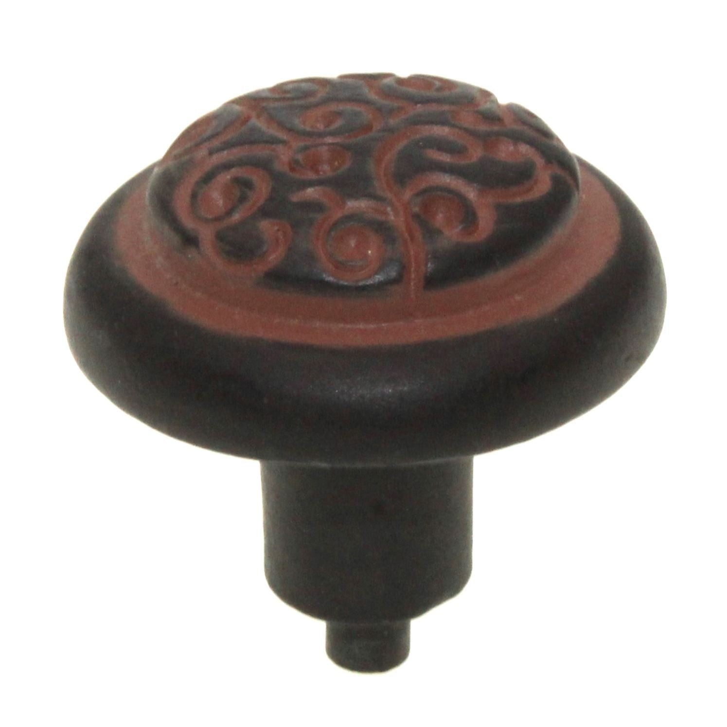 Anne at Home Ornamental Sasha 1 3/8" Knob Black with Terra Cotta Wash 289-730