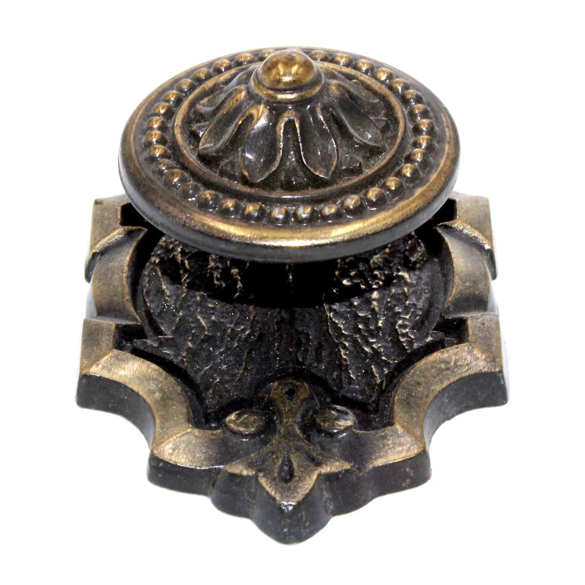 Ajax Mediterranean Antique Brass 1 1/2" Cabinet Knob with Backplate 4121-31-AB