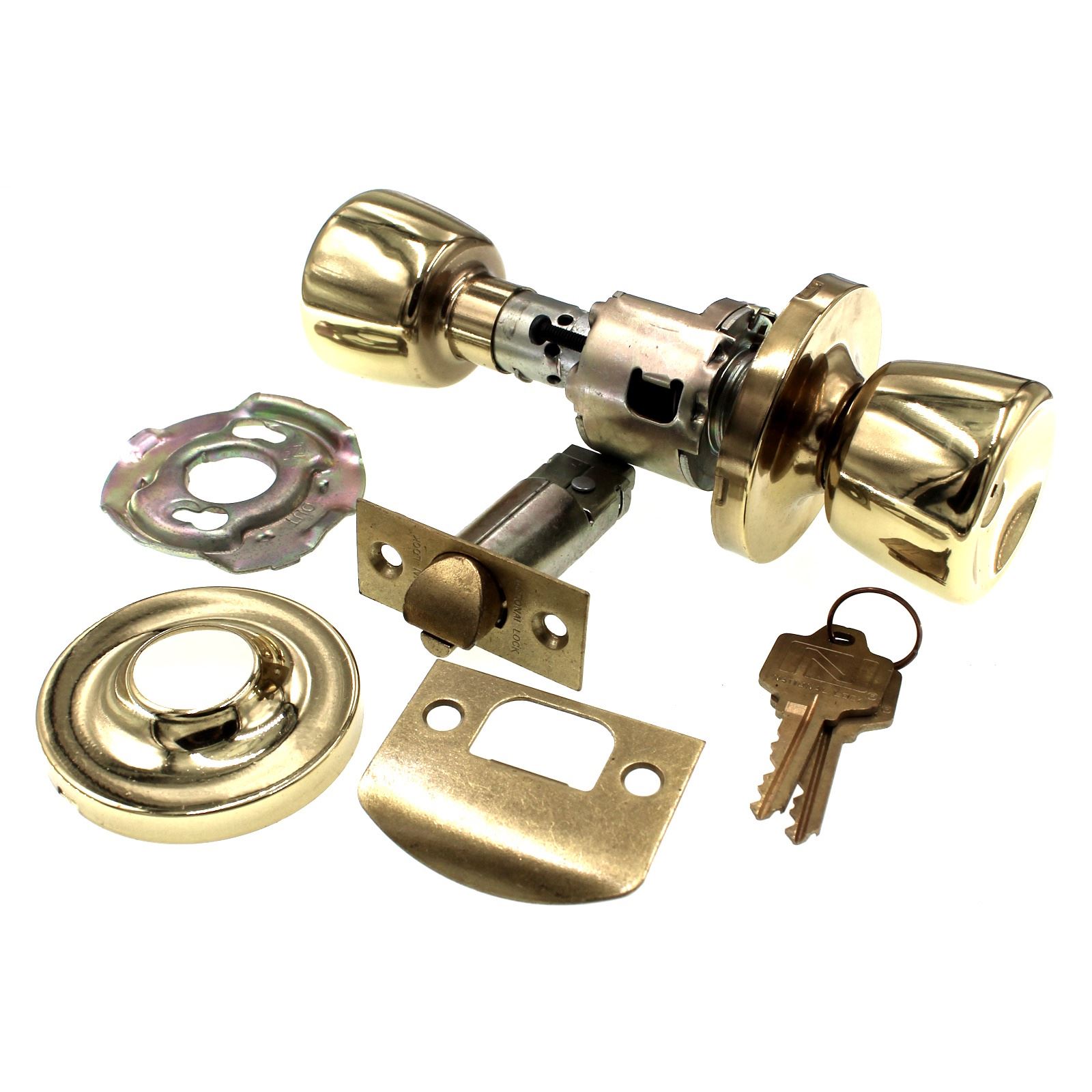 National Lock Company Sonic Keyed Entry Lock Set Door Knob Bright Brass 446D-3