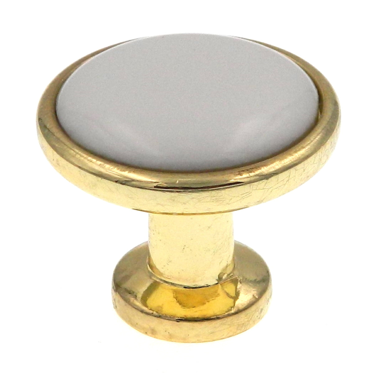 Polished Brass 1 1/4" Cabinet Knob, White Ceramic Center Kraftmaid 7050846