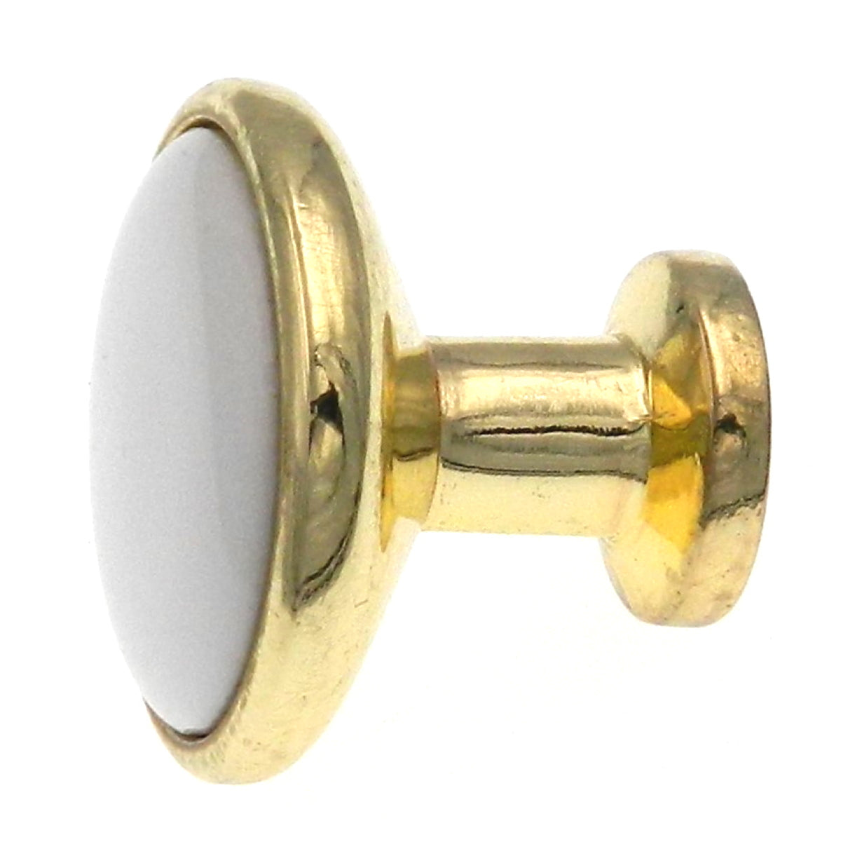 25 Pack Kraftmaid Polished Brass 1 1/4" Cabinet Knobs White Ceramic Center 7050846