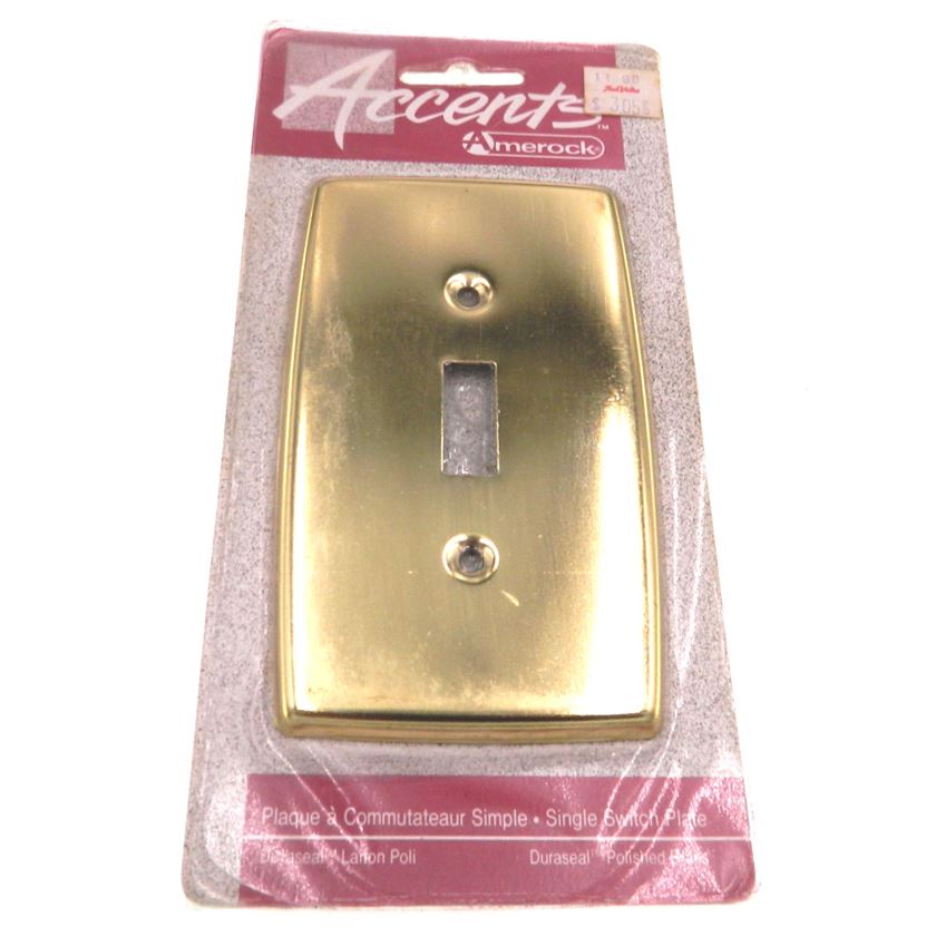 Vintage Amerock Accents Single Light Switch Wall Plate Polished Brass 52159