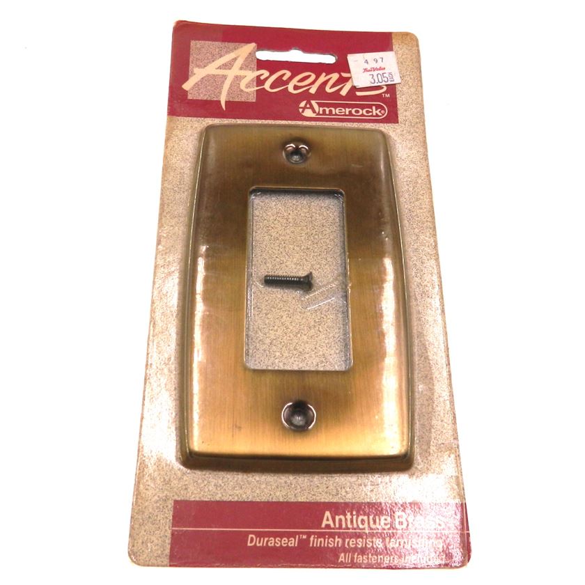 Vintage Amerock Accents Single GFI Switch Plate Antique Brass 52214