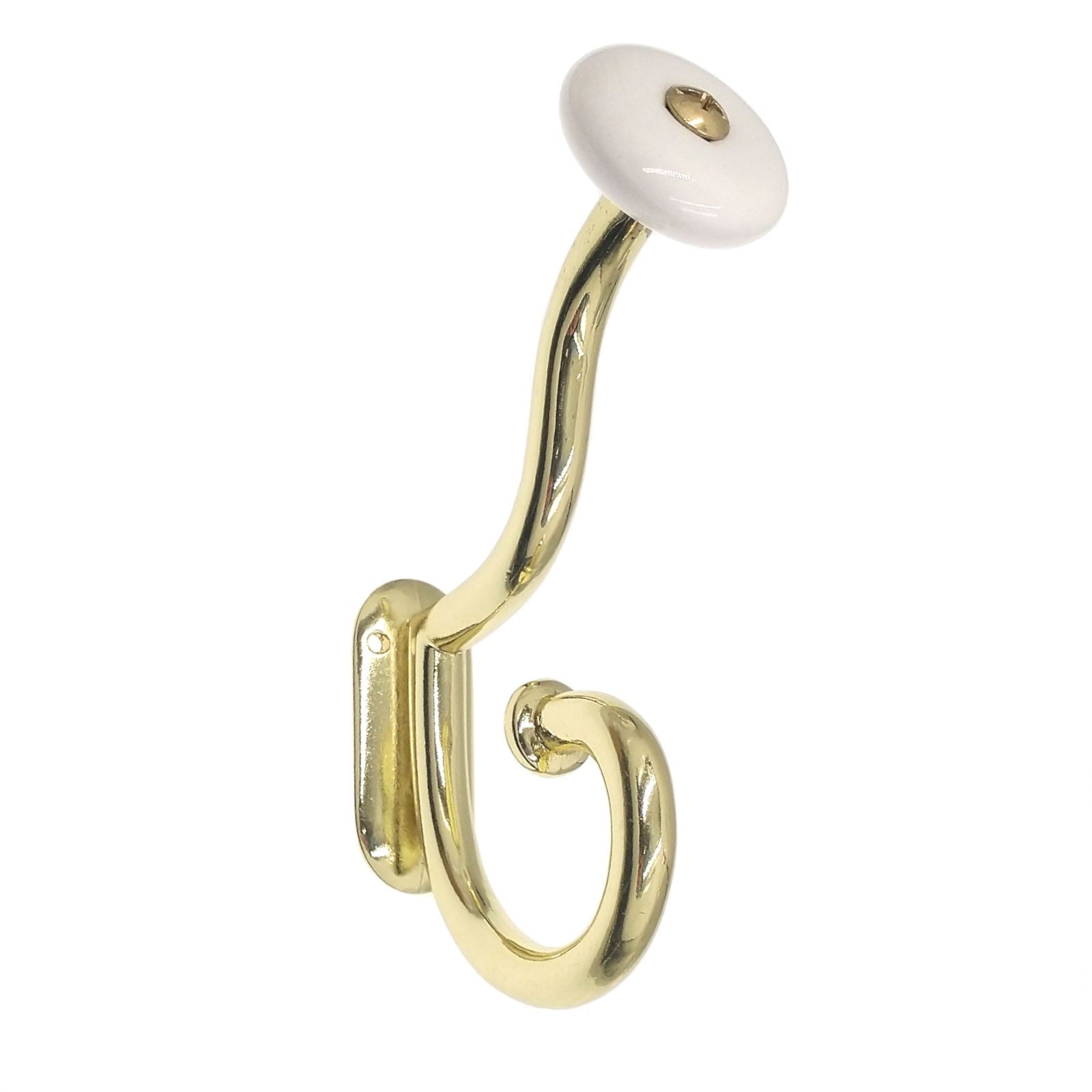 Amerock Polished Brass White Ceramic Double, Wall Mounted Coat Hook 589PB