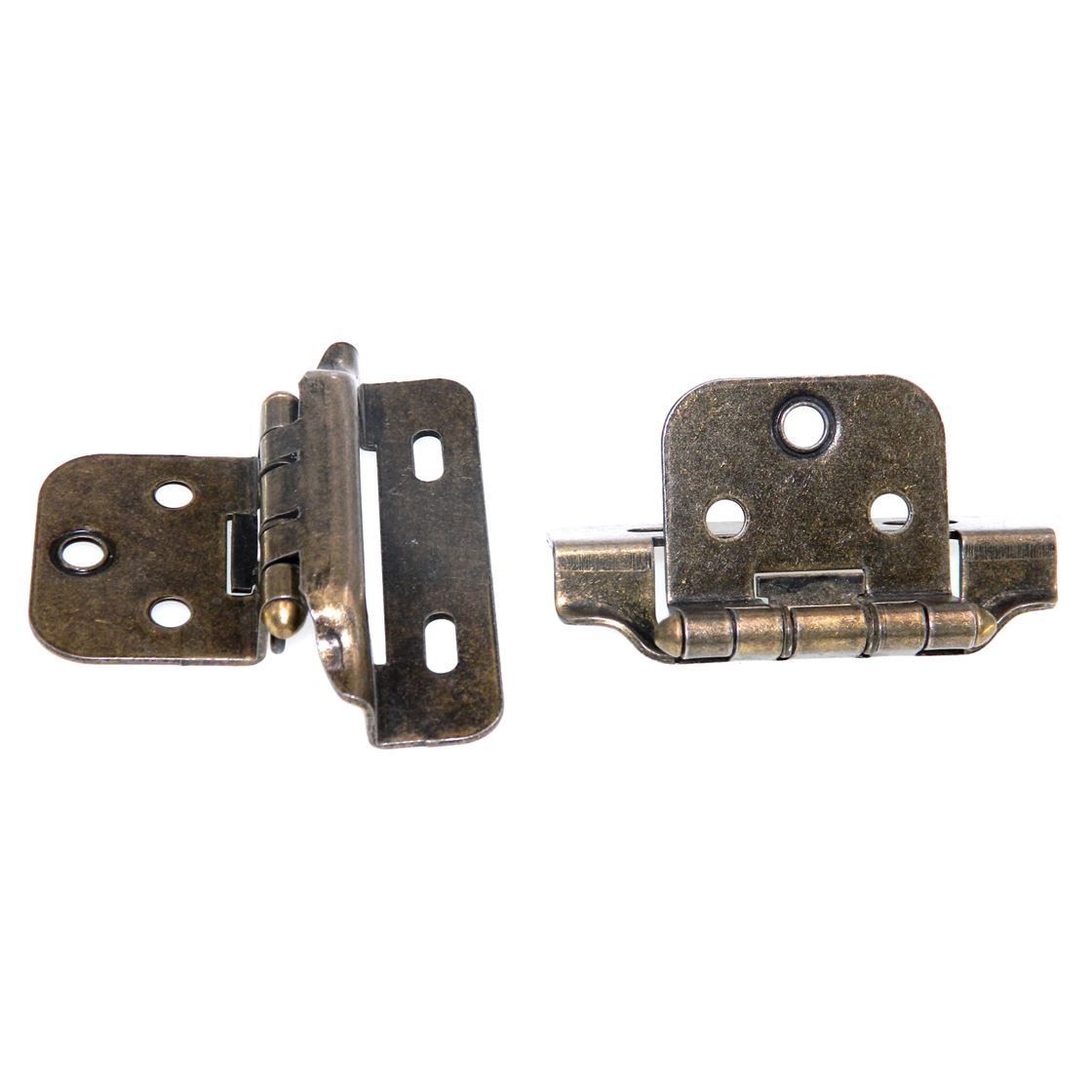 Ajax Antique Brass Partial Wrap Hinges 1/4" Overlay Self-Closing 5986-AB