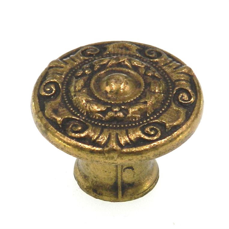 Vintage National Lock Company Period Brass 1 1/16" Round Furniture Knob R603