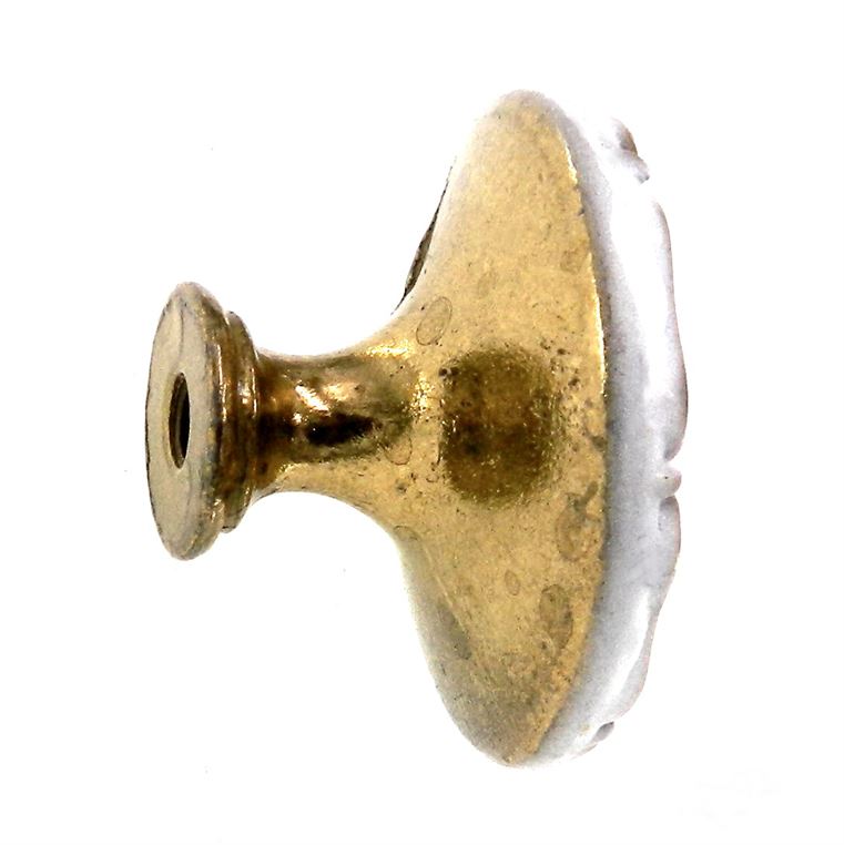 National Lock English Classic White, Gold 1 1/4" Round Furniture Knob V6350-5C