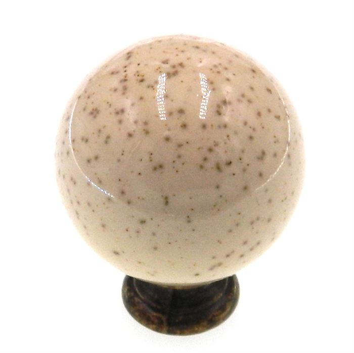 Amerock Allison Oatmeal 1 1/2" Ceramic Ball Cabinet Knob with Brass Stem 69112