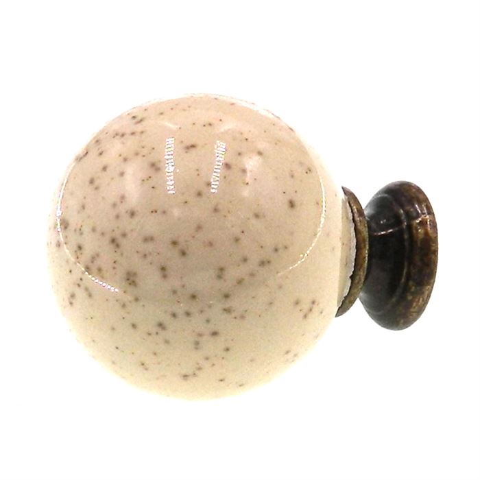 Amerock Allison Oatmeal 1 1/2" Ceramic Ball Cabinet Knob with Brass Stem 69112