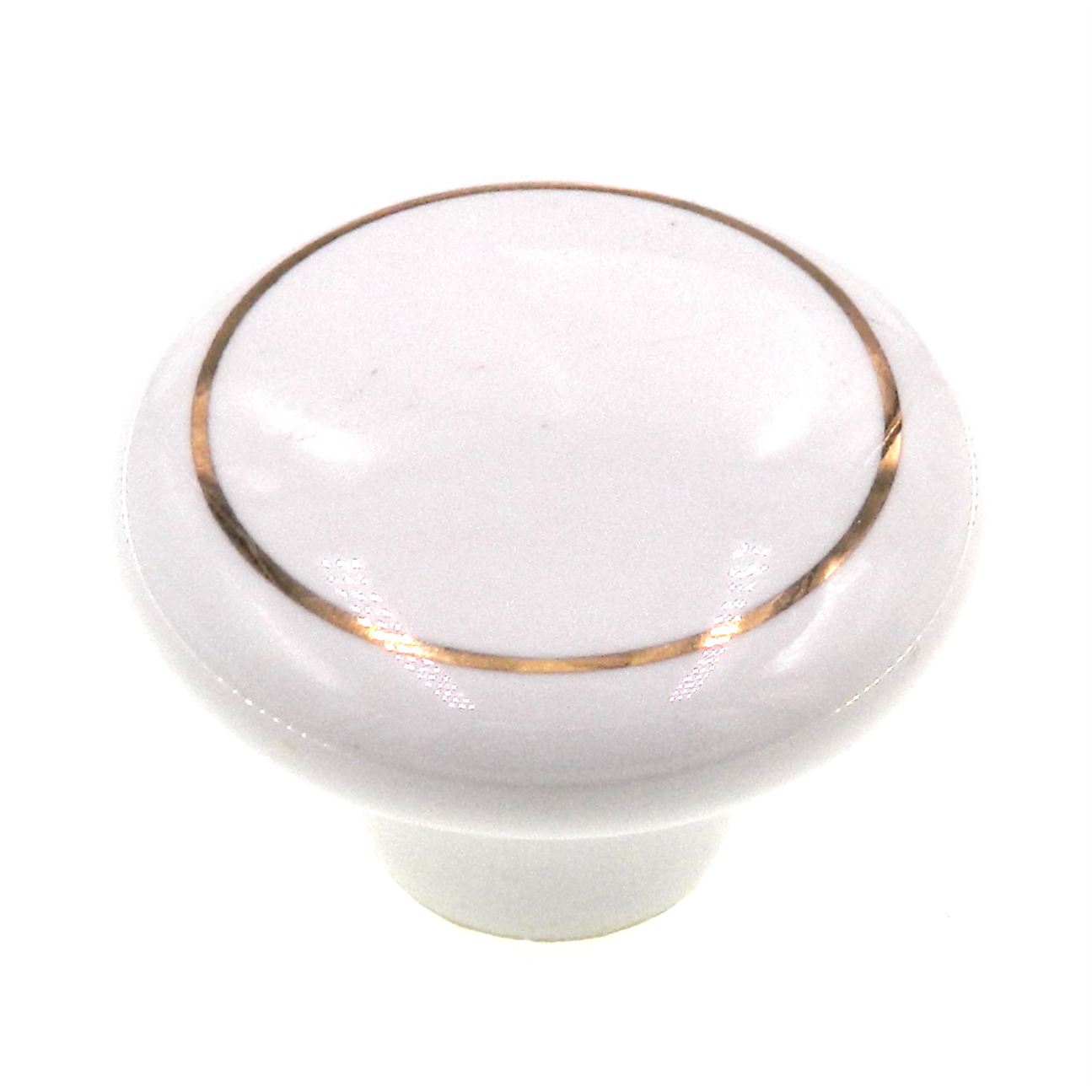 Amerock Allison White Porcelain 1 1/2" Round Cabinet Knob Gold Circle  69115