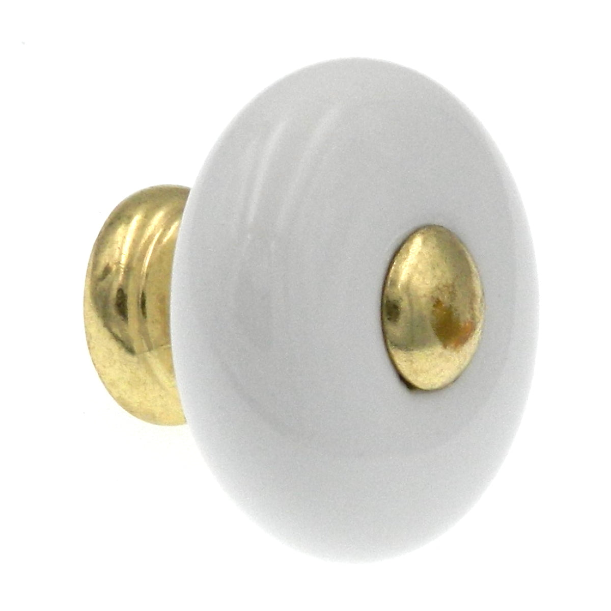 Amerock Allison Polished Brass and White Ceramic 1 1/4" Round Cabinet Knob 69228