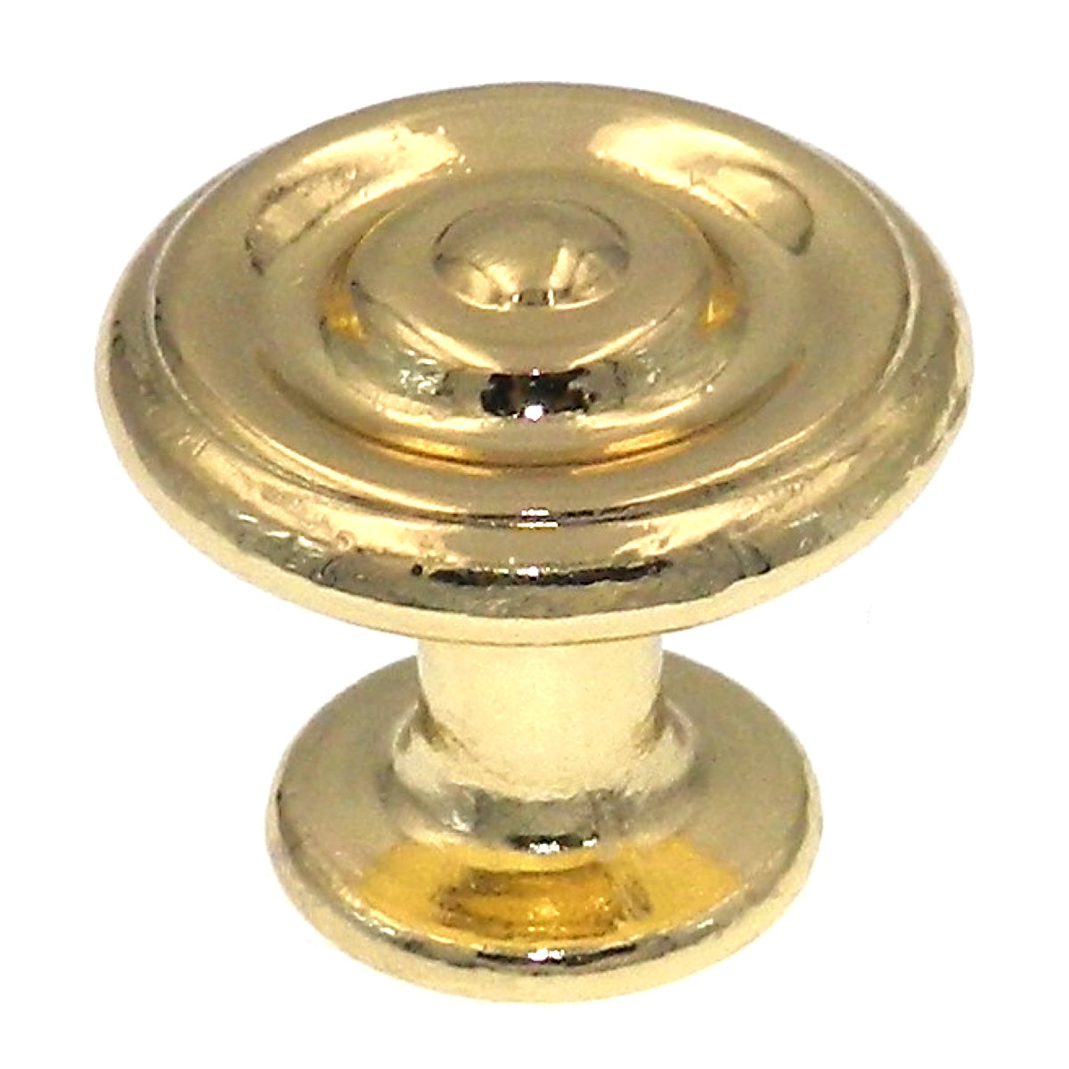 Laurey  Laurey Polished Brass Ringed Polished Brass Round Disc 1 3/16" Cabinet Knob 74337