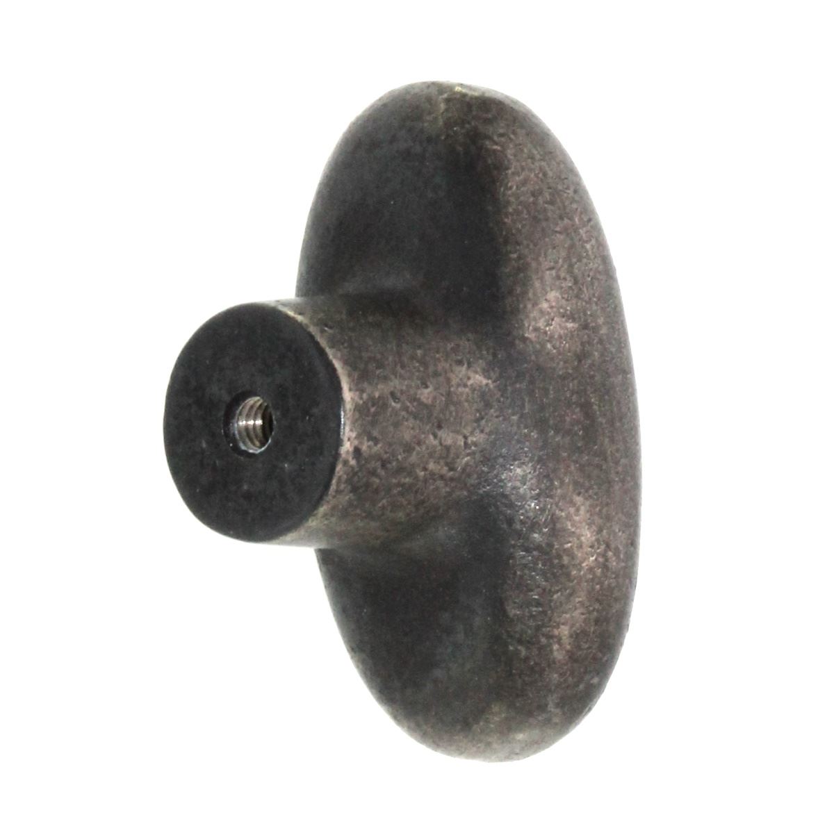 Schaub Mountain 1 3/4" Oval Cast Bronze Cabinet Knob Antique Iron 774-AI