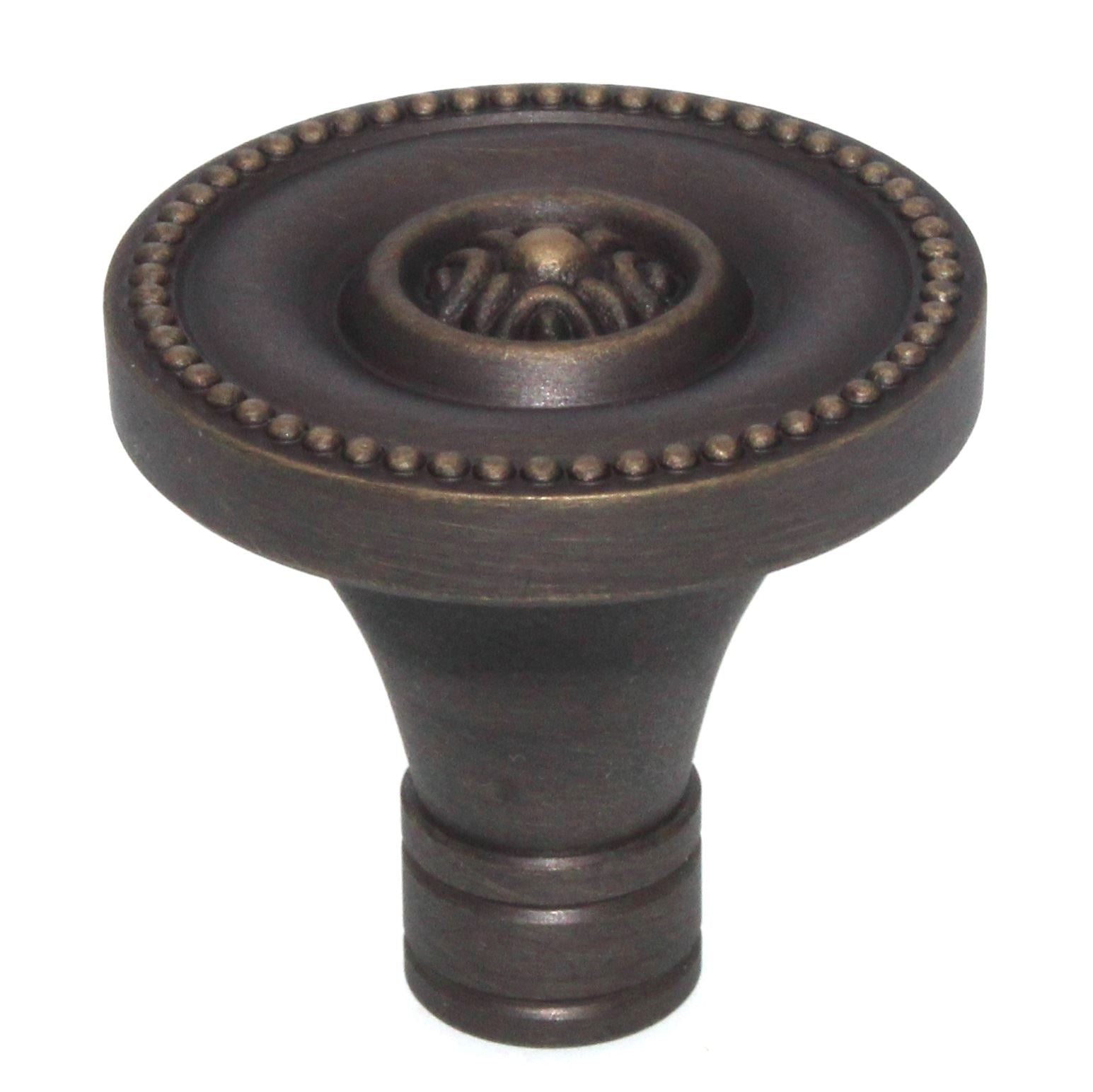 Schaub Meridian 1 3/8" Beaded Solid Brass Knob Antique Light Brass 800-ALB