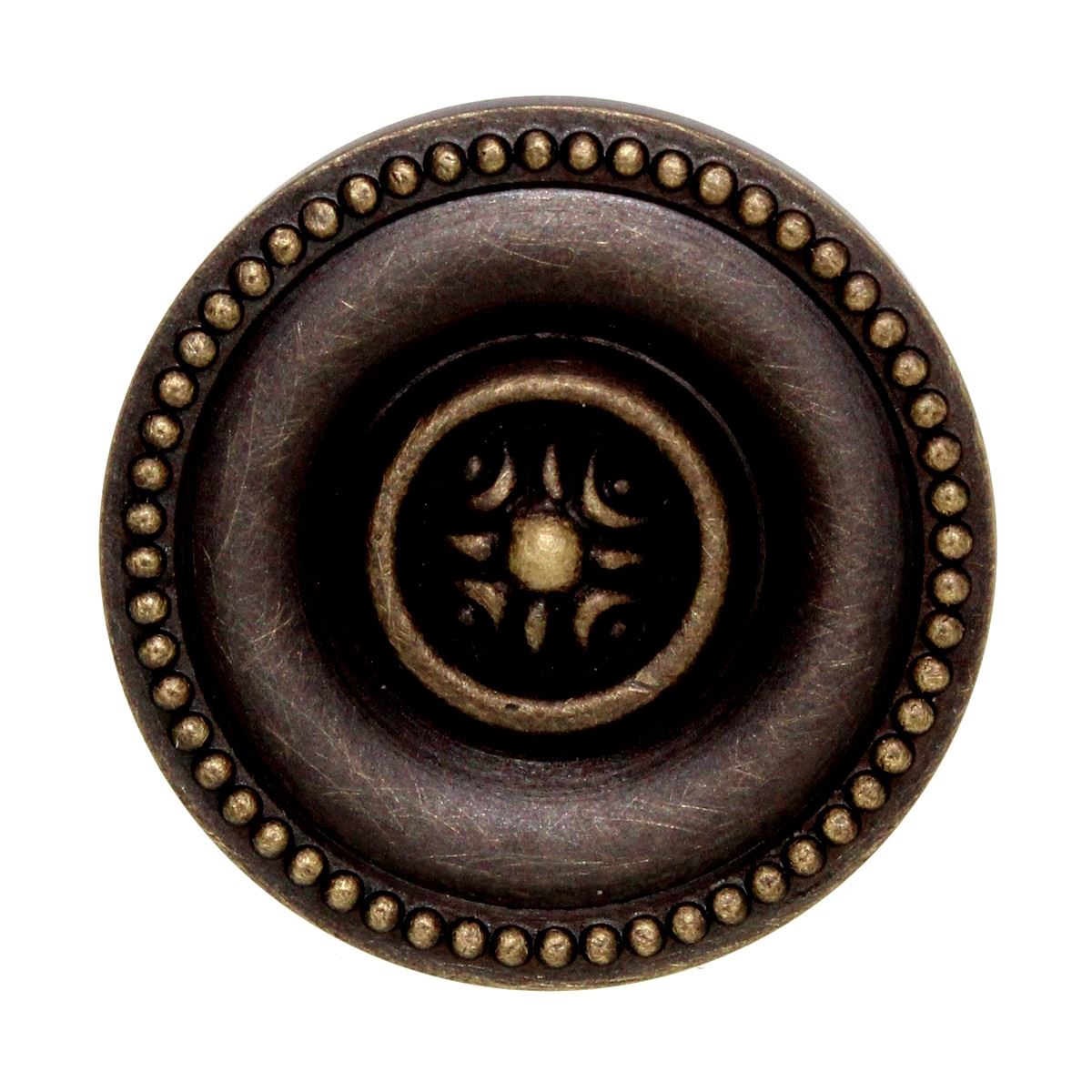 Schaub Meridian 1 3/8" Beaded Solid Brass Knob Antique Light Brass 800-ALB