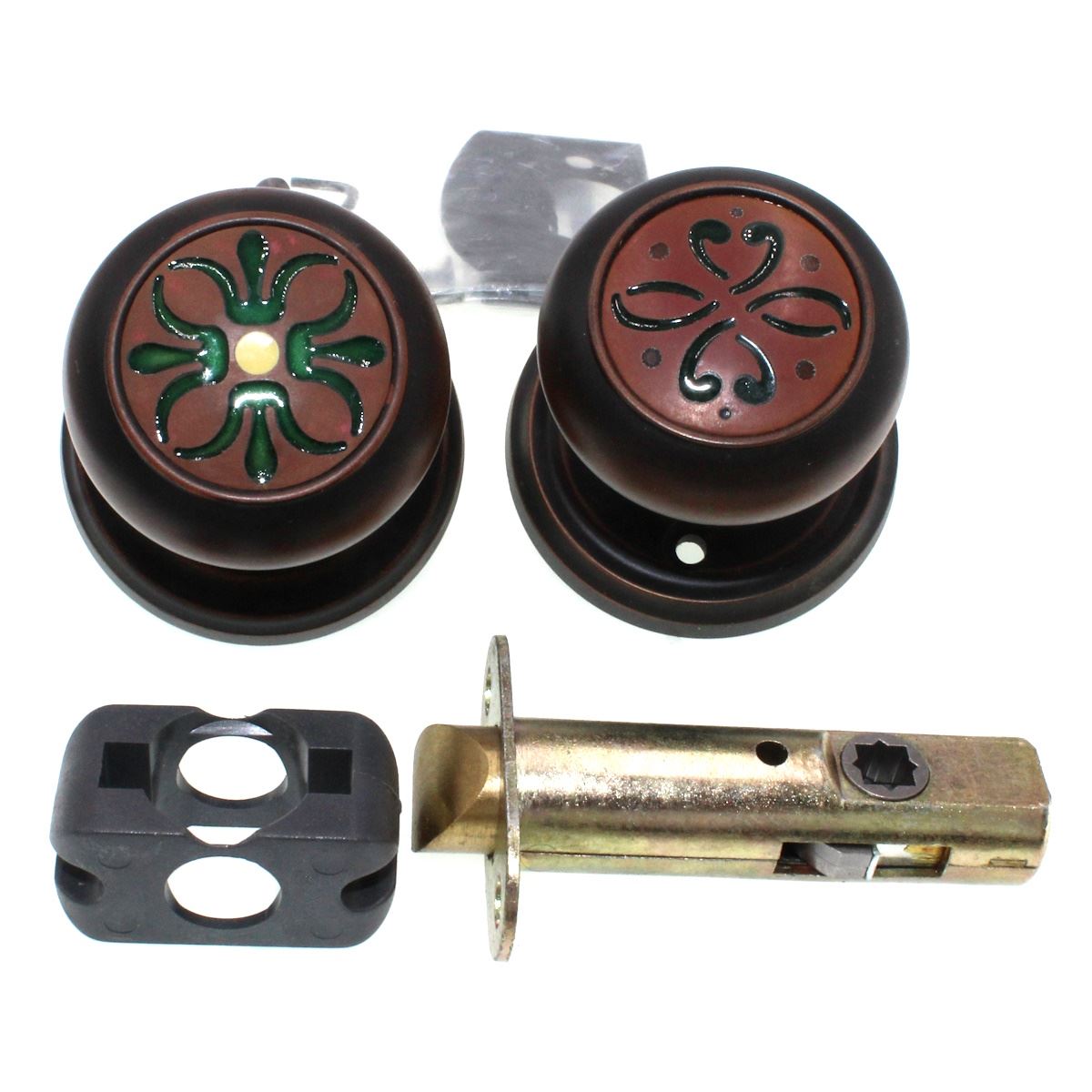 Emtek Venetian Oil-Rubbed Bronze Green Privacy Door Knob Button Lock 810VEUS10B