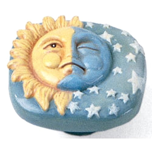 Laurey Whim-Z 83001 - Perilla para cajón de sol, luna y estrellas, color azul pintado a mano, 1 3/4"