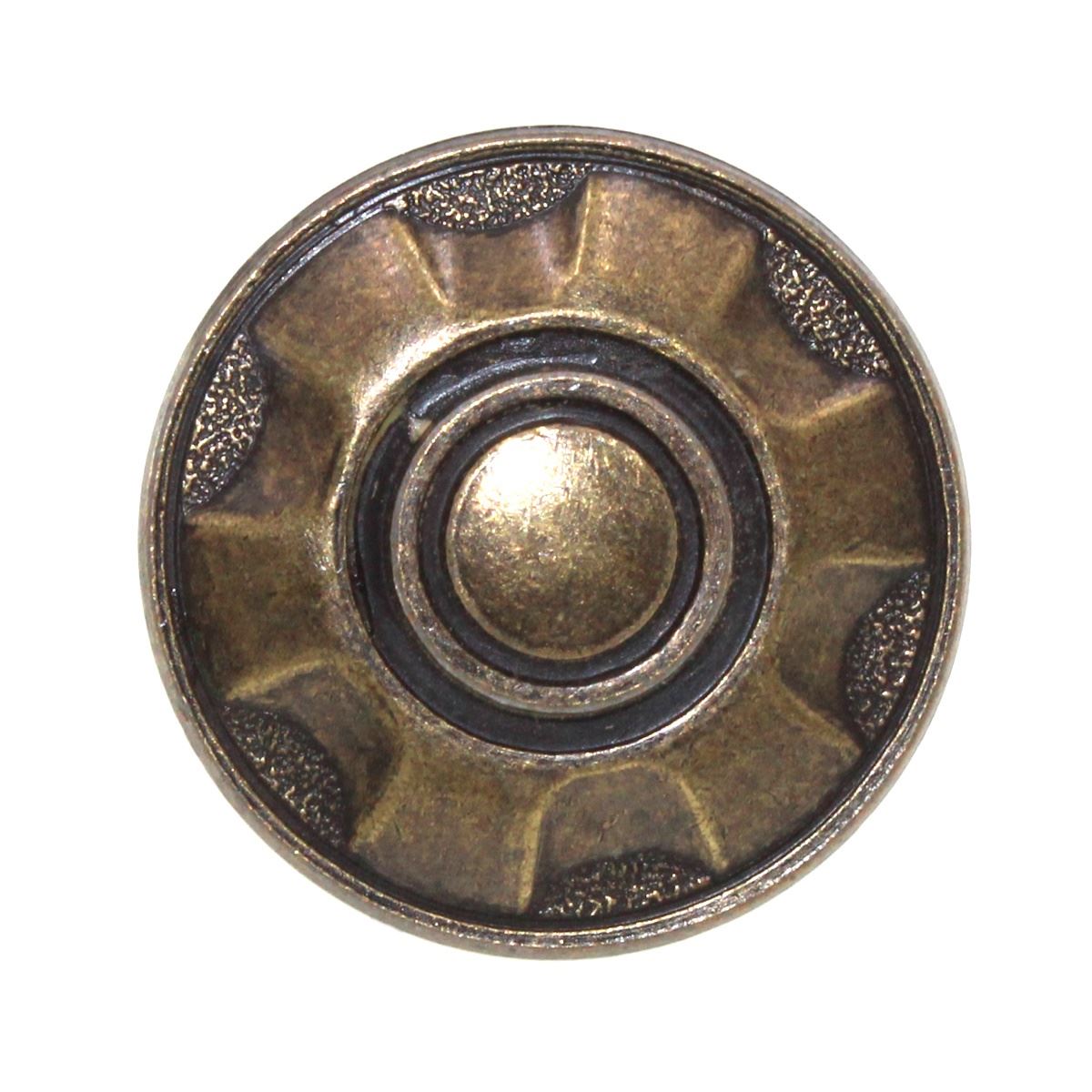 Vintage Ajax Antique Brass Round 1 3/8" Ornamental Cabinet Knob 847-AB