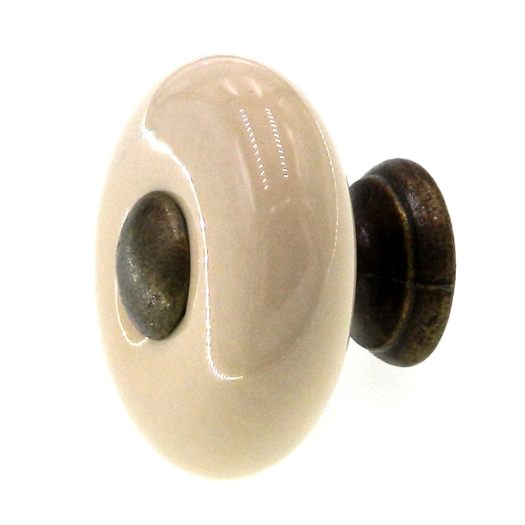 Amerock Furniture Trim Burnished Brass Almond 1 1/4" Round Cabinet Knob BP878-AM