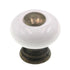 Amerock Allison Antique Brass White Ceramic 1" Round Cabinet Knob 878ABS