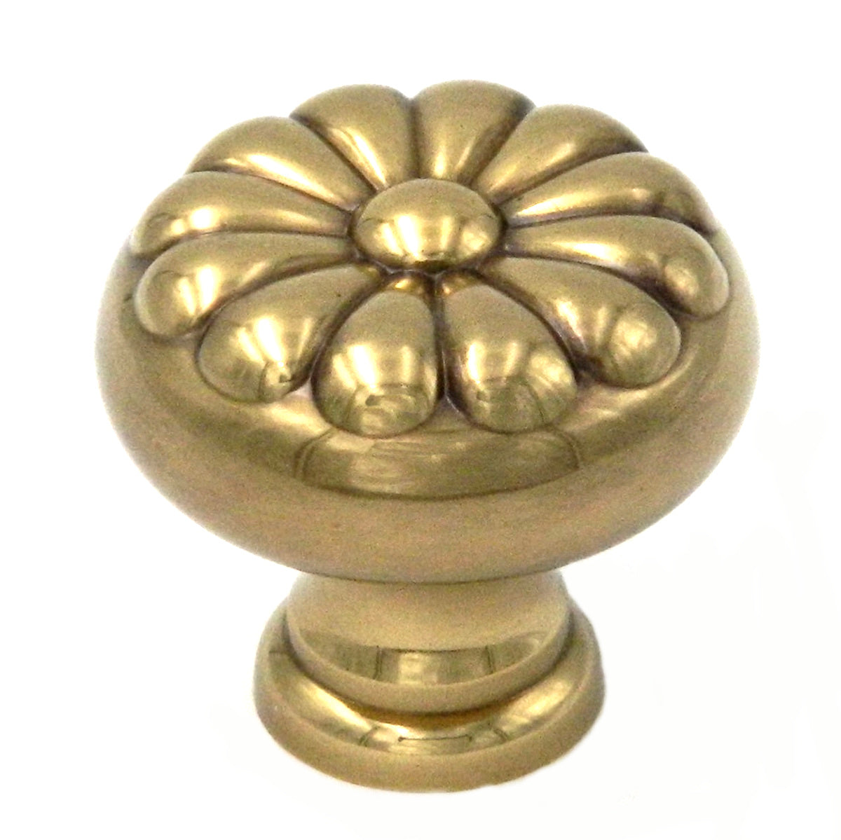 Belwith Keeler Sechel 1 1/4" Sherwood Antique Brass Round Ribbed Solid Brass Cabinet Knob A116