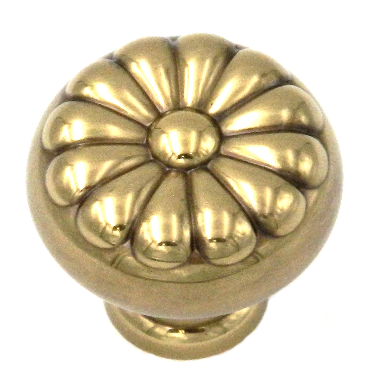 Belwith Keeler Sechel 1 1/4" Sherwood Antique Brass Round Ribbed Solid Brass Cabinet Knob A116