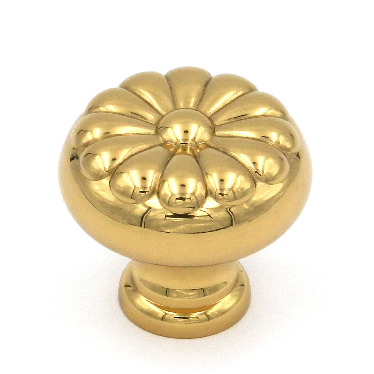 Belwith Keeler Sechel 1 1/4" Polished Brass Round Ribbed Solid Brass Cabinet Knob A16