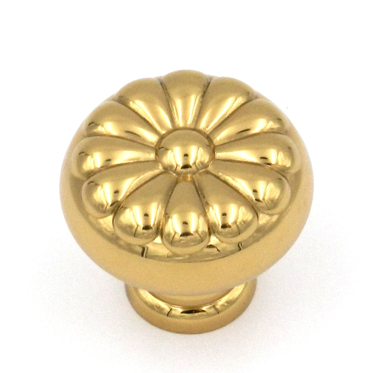 10 Pack Belwith Keeler Sechel 1 1/4" Polished Brass Round Ribbed Solid Brass Cabinet Knob A16