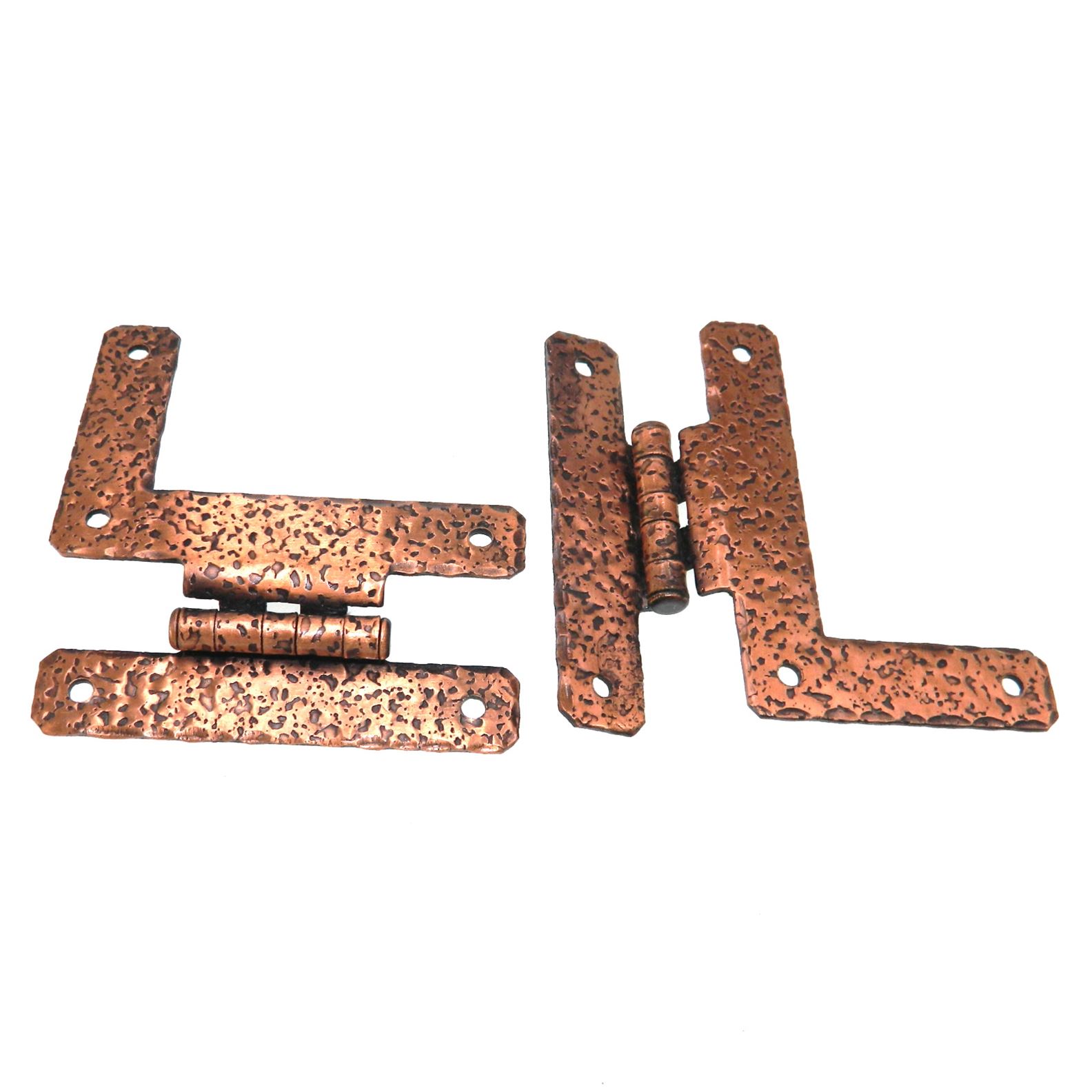 Pair Amerock Hammered Antique Copper 3/8" Offset "HL" Hinges A1656-AC