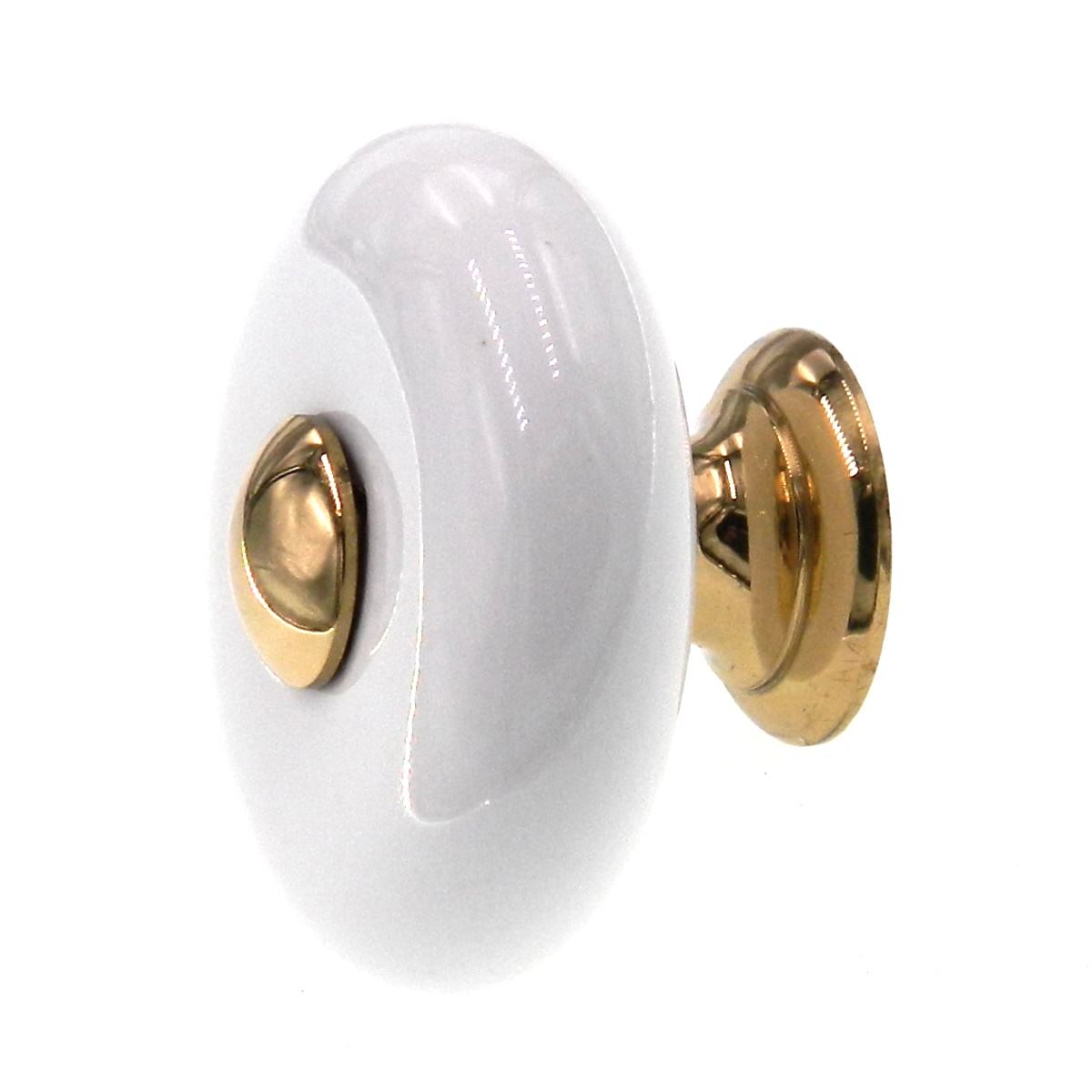 FKI Hardware Period Brass Solid Brass With White 1 1/2" Round Cabinet Knob A40