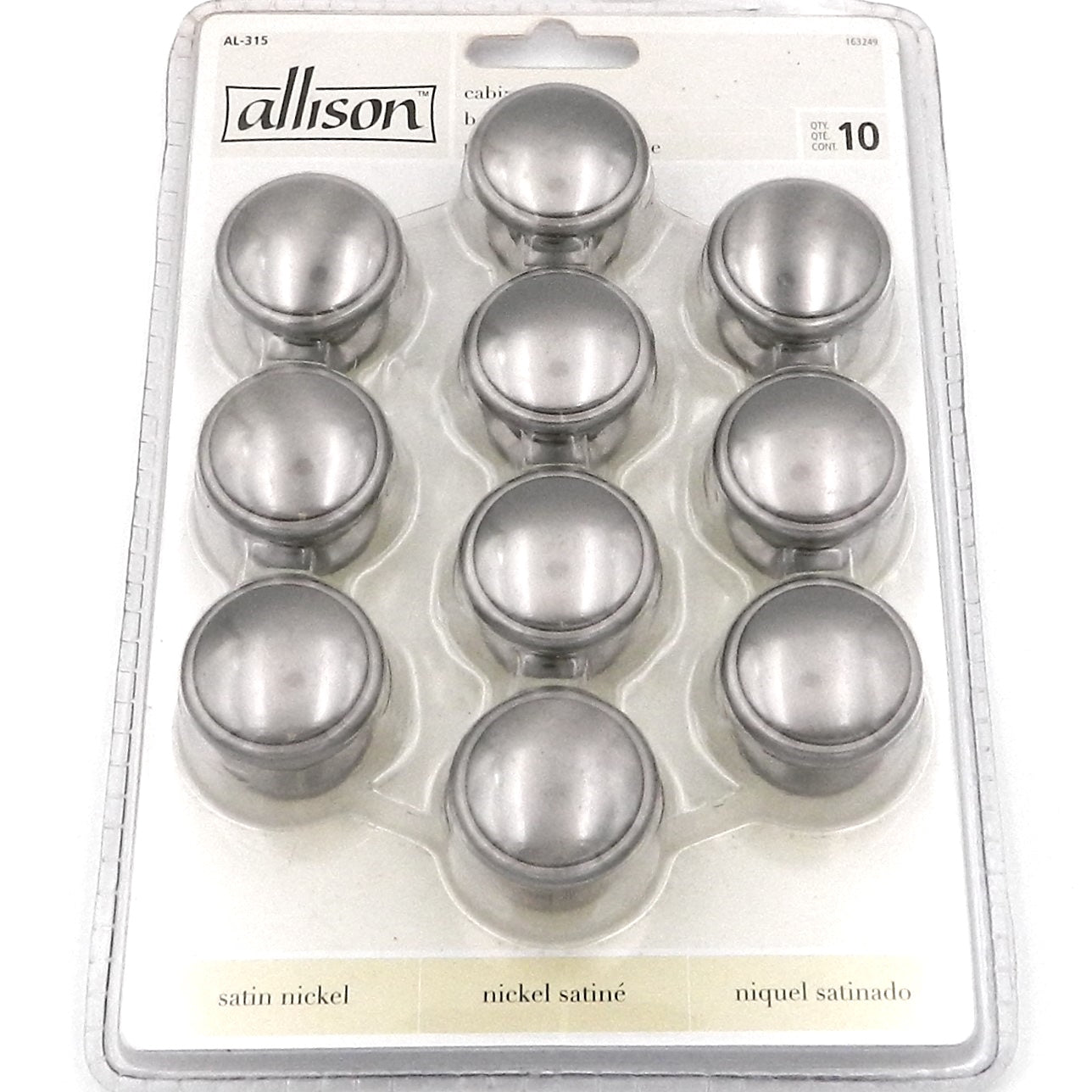 10 Pack Amerock Allison Ridged Satin Nickel 1 1/4" Knob AL-315