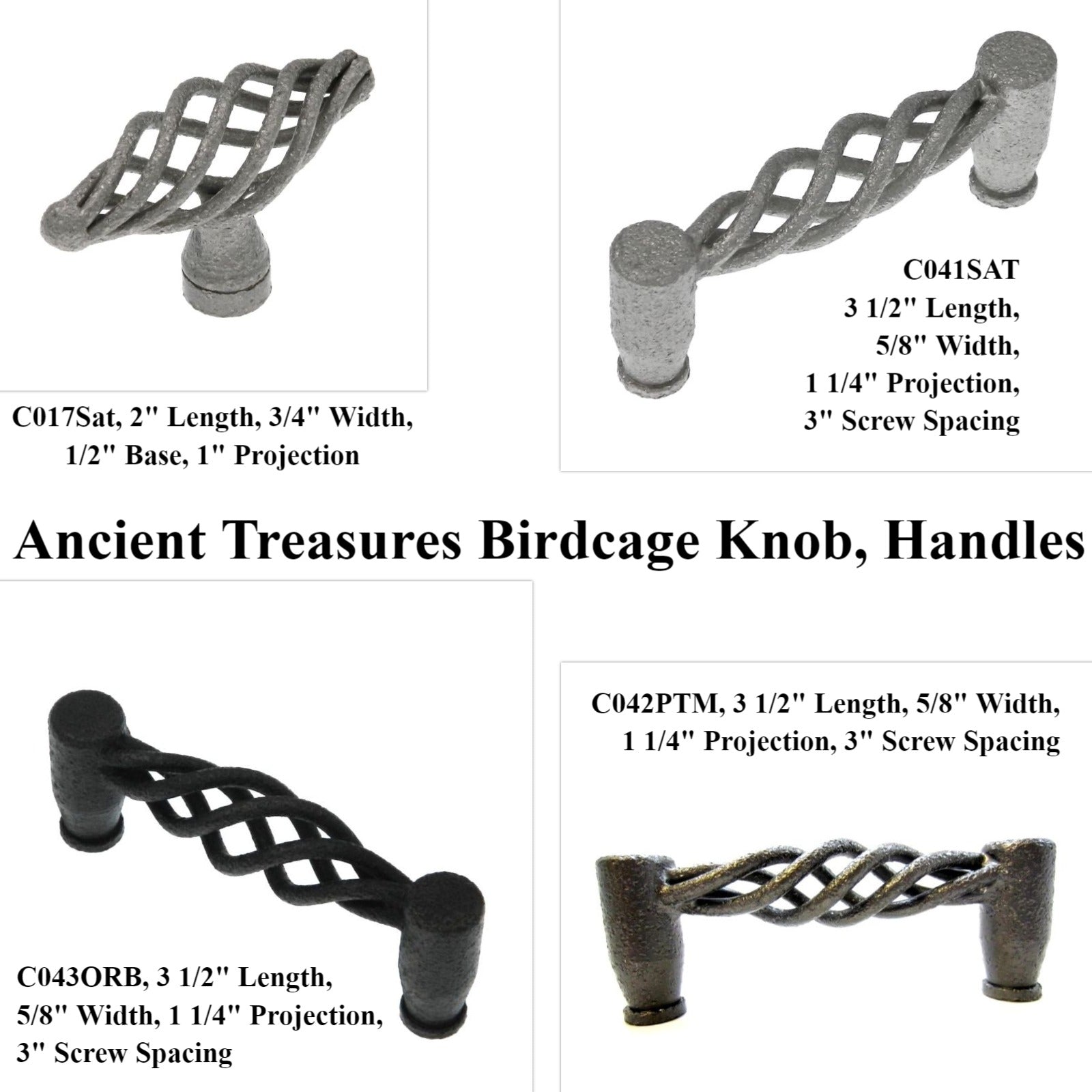 20 Pack of Ancient Treasures Rustic Hammered C043ORB Oil Rubbed Bronze 3"cc Birdcage Pull