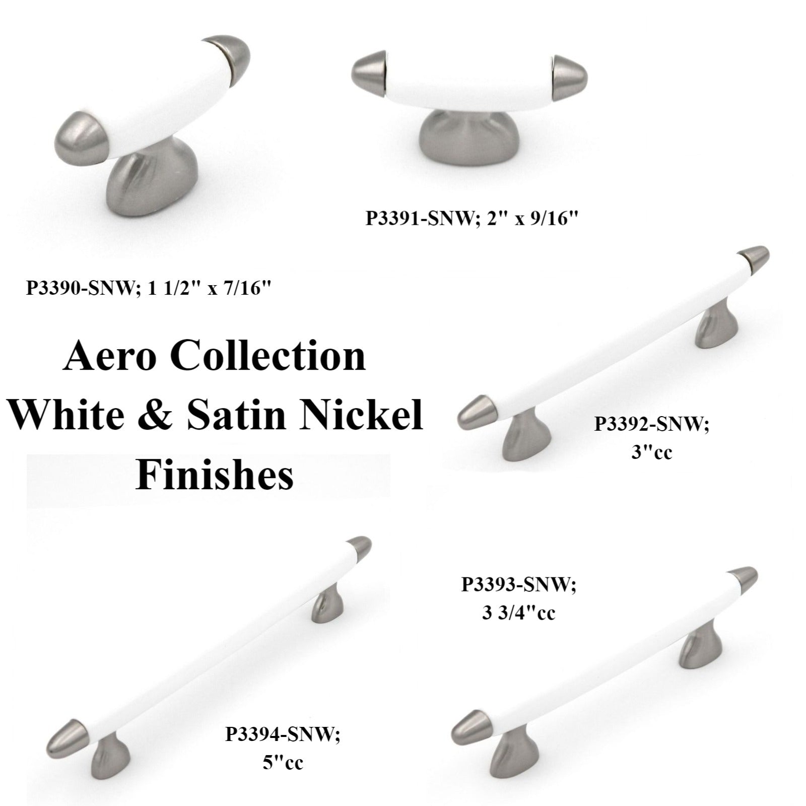 Hickory Hardware P3392-SNW Aero 3" Satin Nickel and White Bar Cabinet Handle Pull