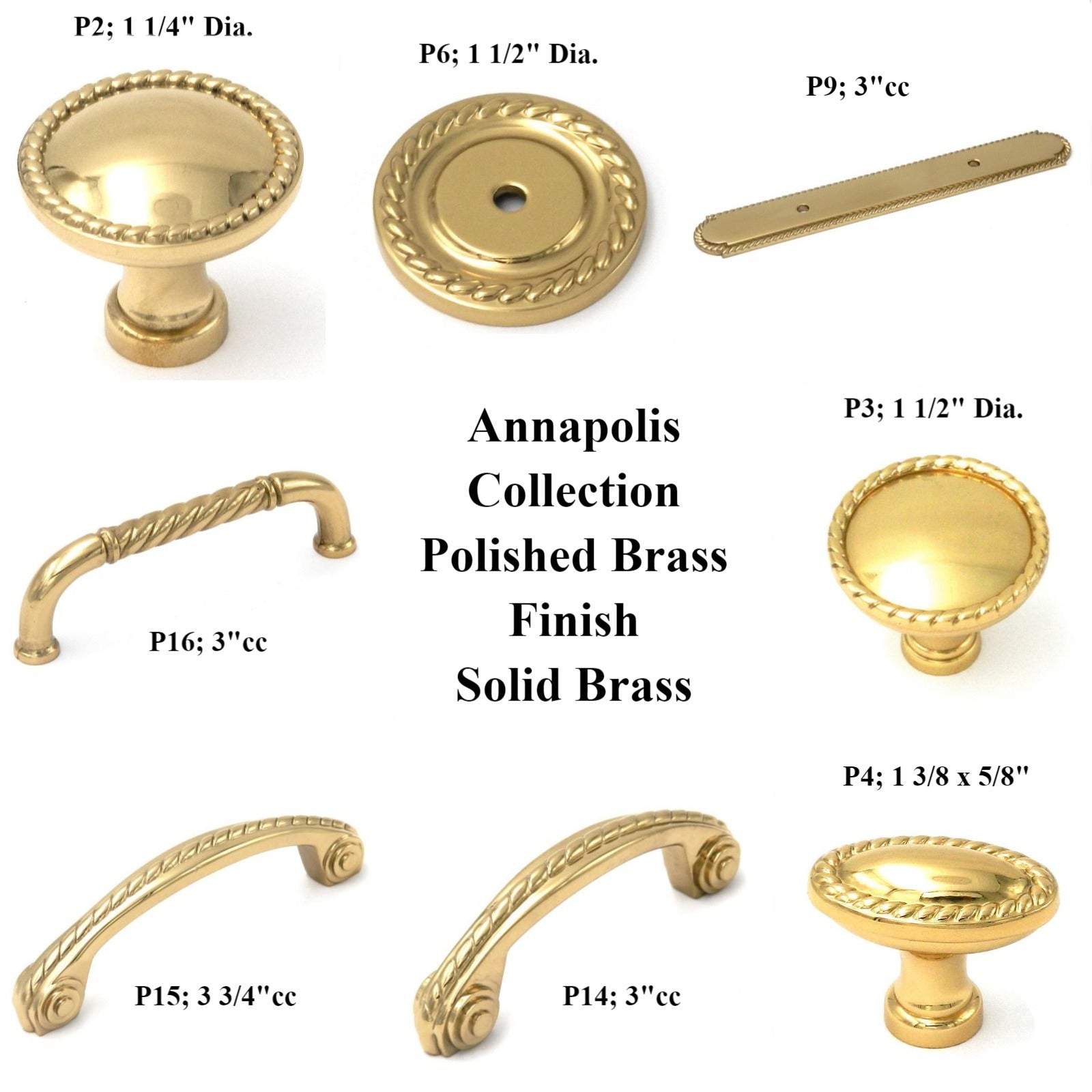 20 Pack Belwith Keeler Annapolis P16 Polished Brass 3"cc Solid Brass Cabinet Handle Pull