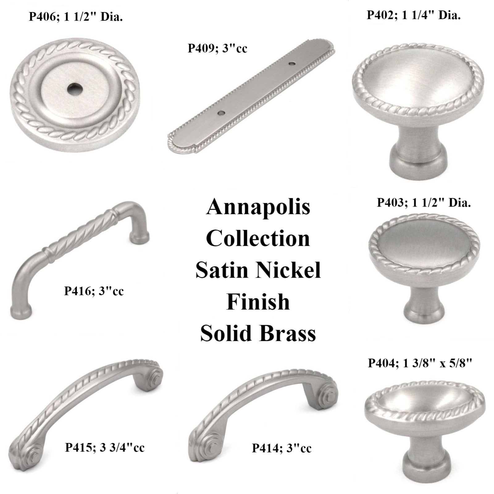 Keeler Annapolis P404 - Pomo ovalado para gabinete de latón macizo (níquel satinado, 1 3/8 pulgadas)