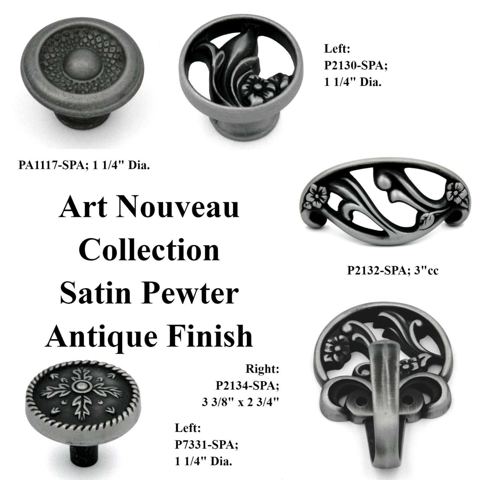 Hickory Gladstone 1 1/4" Satin Pewter Antique Transitional Round Cabinet Knob PA1117-SPA