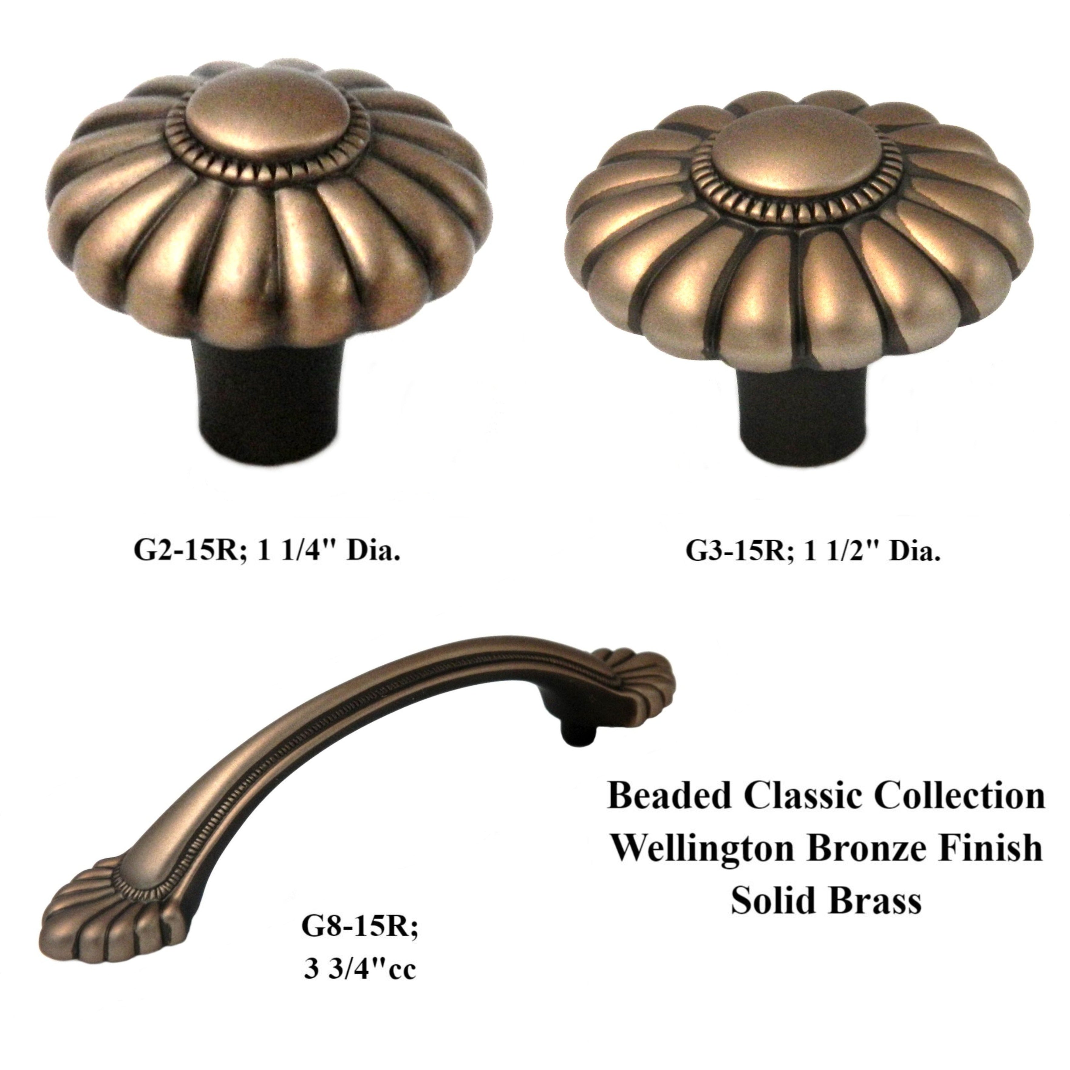 10 Pack Belwith Keeler Beaded Classic 1 1/2" Wellington Bronze Round Beaded Solid Brass Cabinet Knob G3-15R